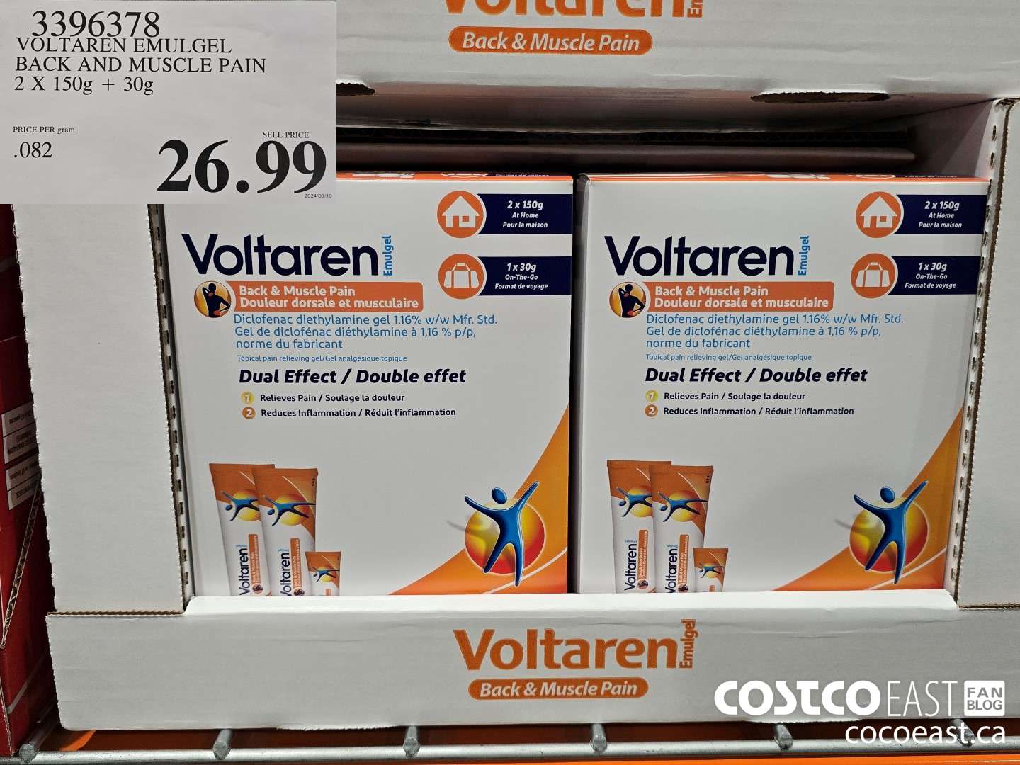 3396378 VOLTAREN EMUGEL BACK AND MUSCLE PAIN 2 X 150G + 30G $26.99