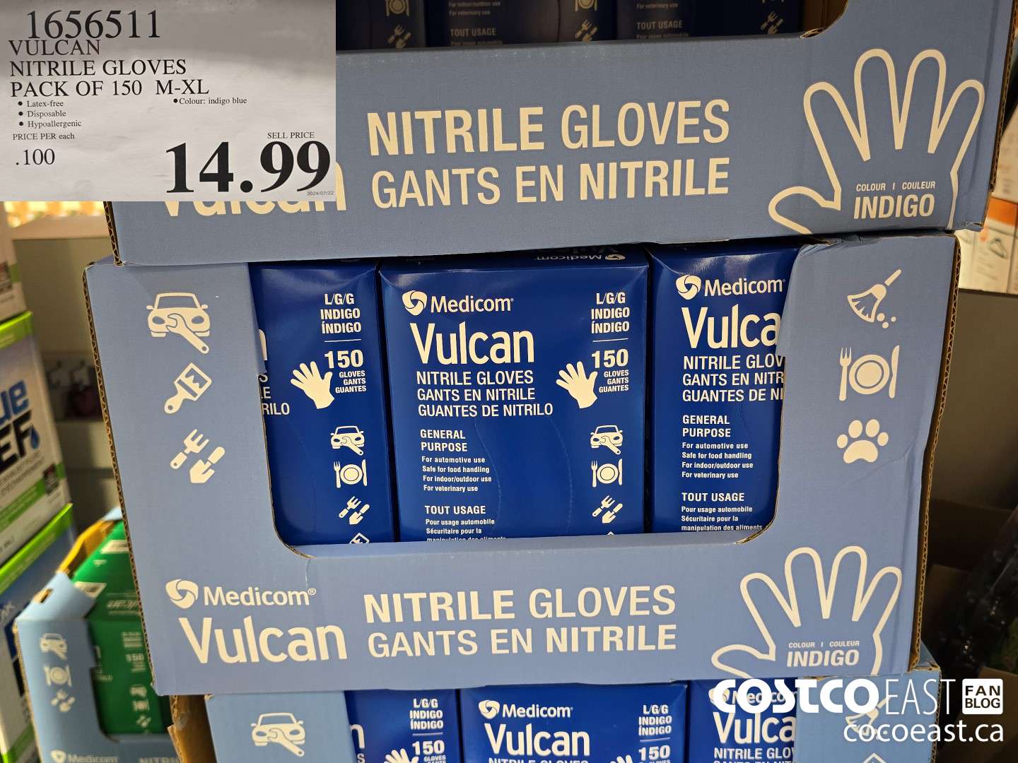 1656511 VULCAN NITRILE GLOVES PACK OF 150 M-XL $14.99