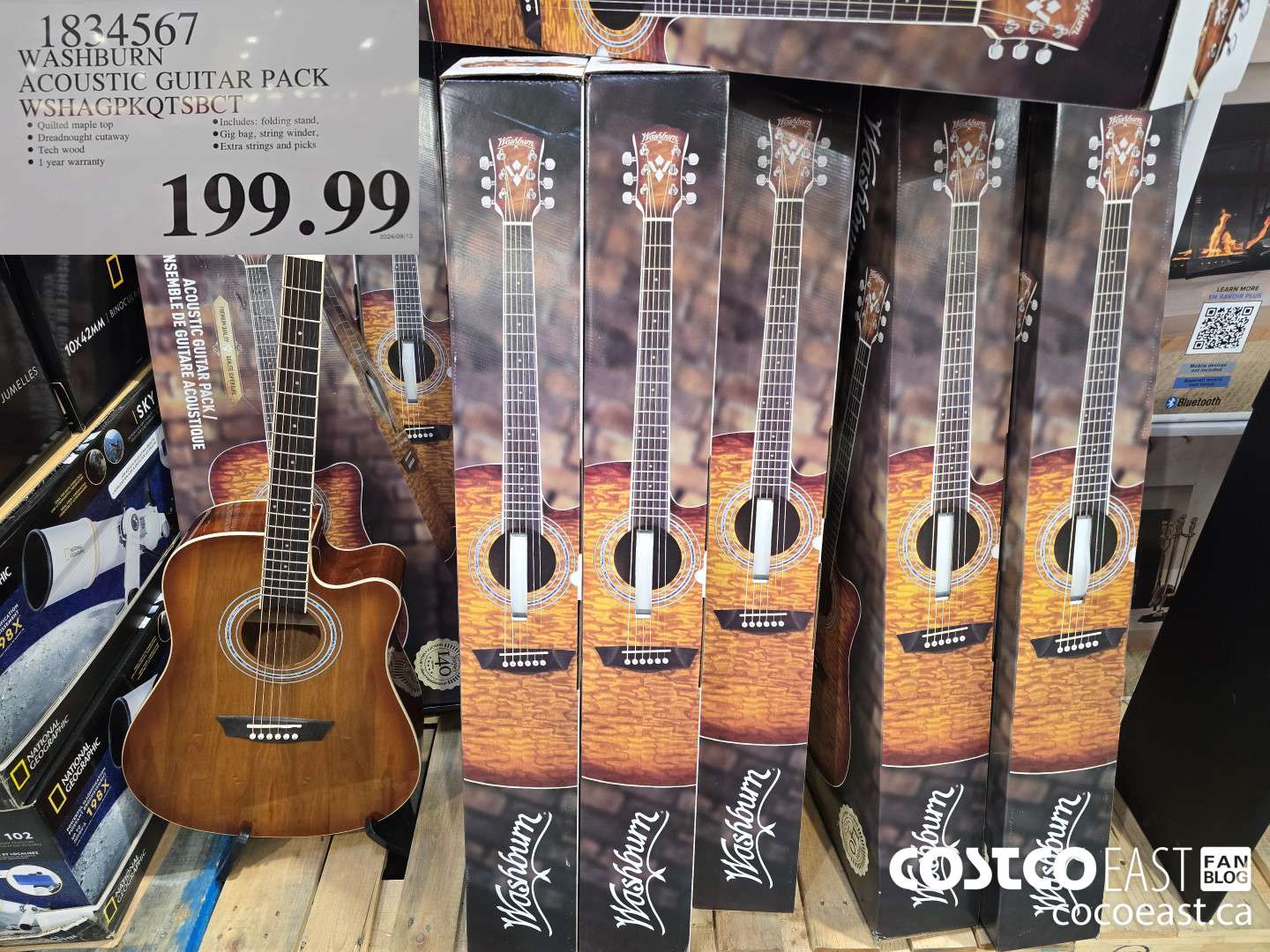 1824567 WASHBURN ACOUSTIC GUITAR PACK WSHAGPKQTSBCT $199.99