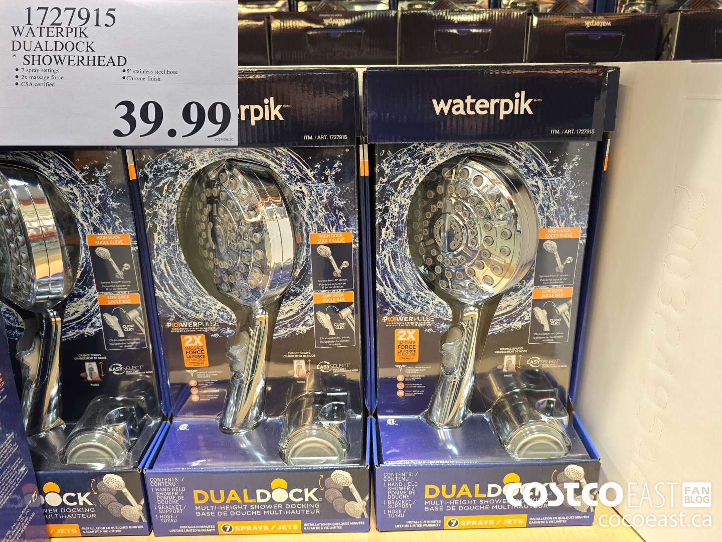 1727915 WATERPIK DUALDOCK SHOWERHEAD $39.99