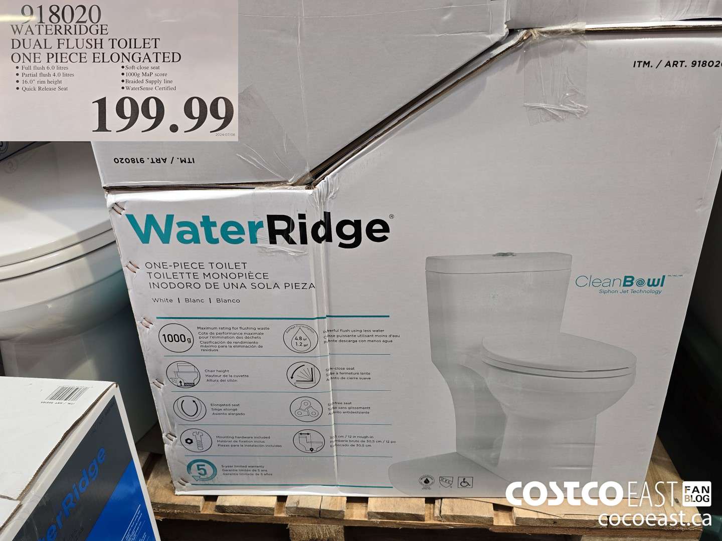 918020 WATERRIDGE ONE PIECE ELONGATED DUAL FLUSH TOILET $199.99