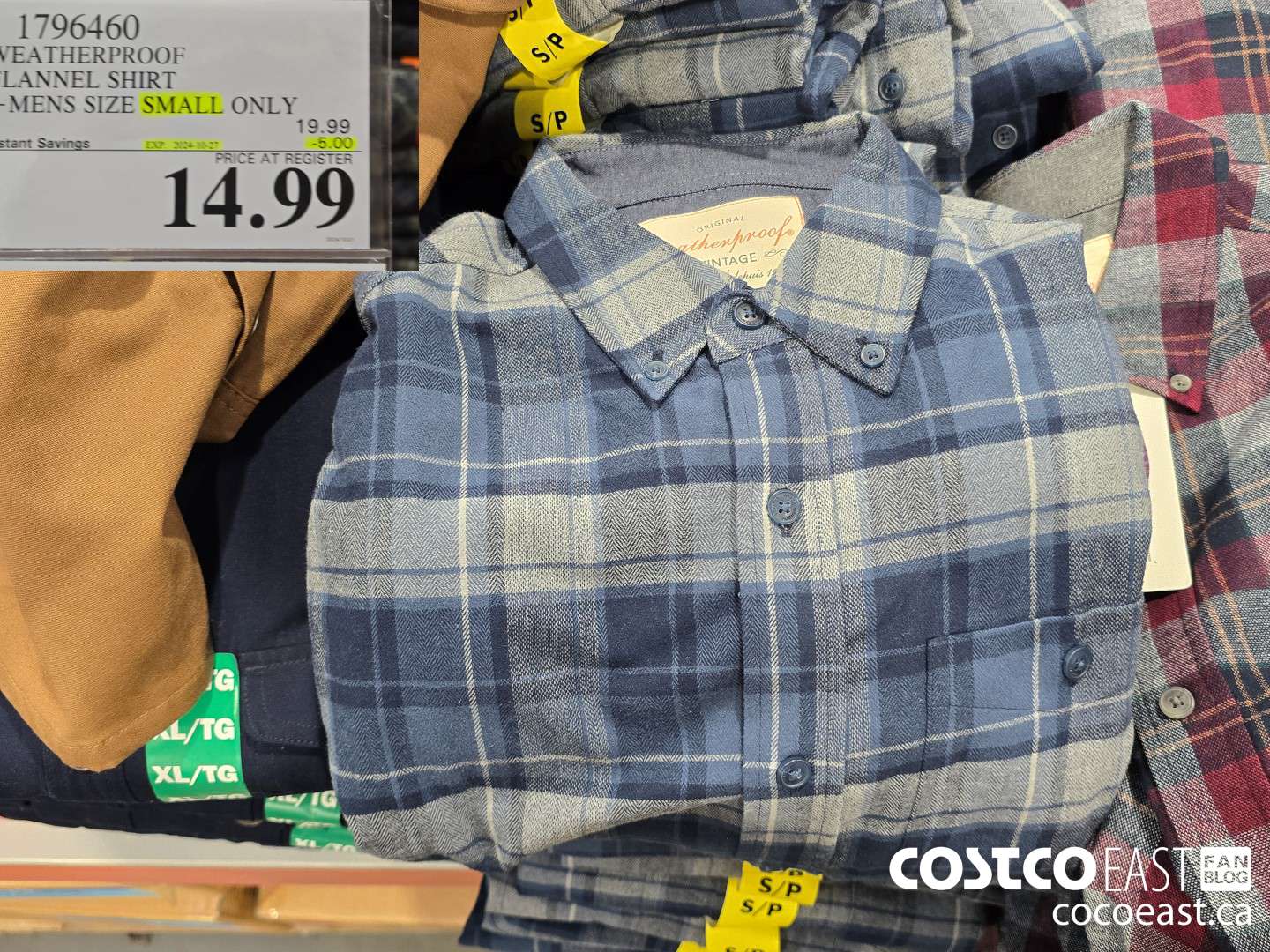 1796460 WEATHERPROOF FLANNEL SHIRT + MENS SIZES S-XXL ($5.00 INSTANT SAVINGS EXPIRES ON 2024-10-27) $14.99