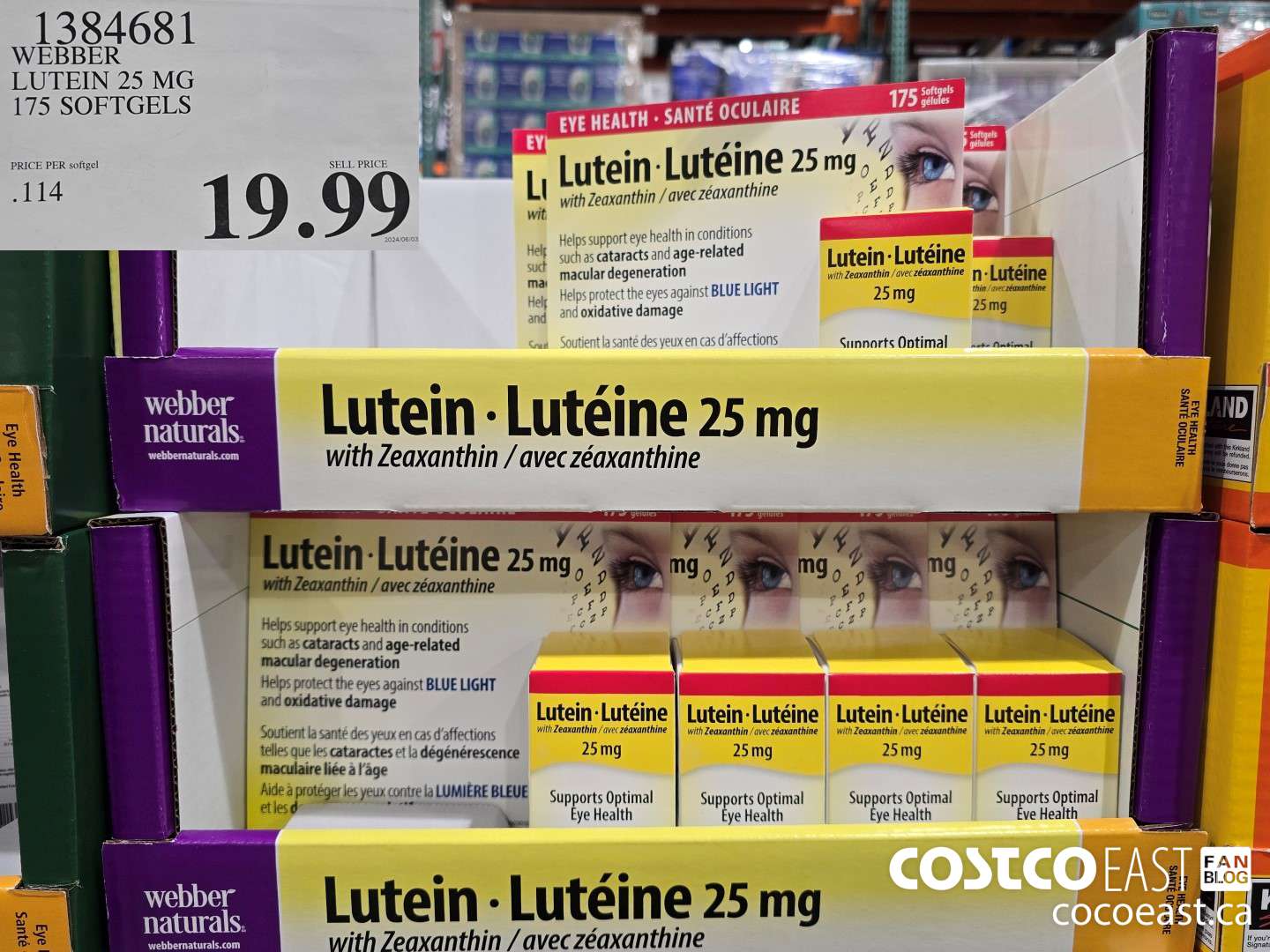 1384681 WEBBER LUTEIN 25 MG 175 SOFTGELS $19.99