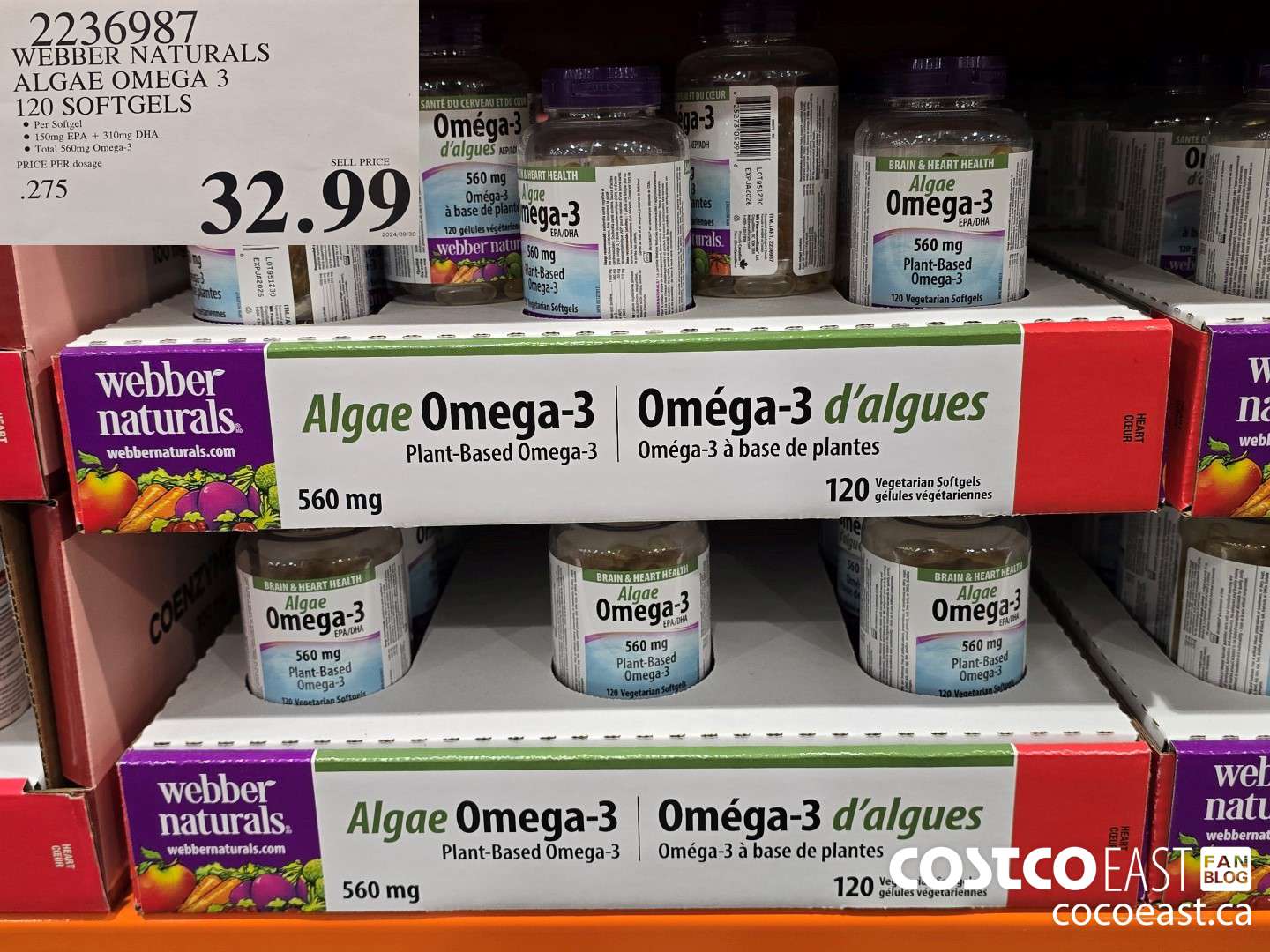 2236987 WEBBER NATURALS ALGAE OMEGA 3 120 SOFTGELS $32.99