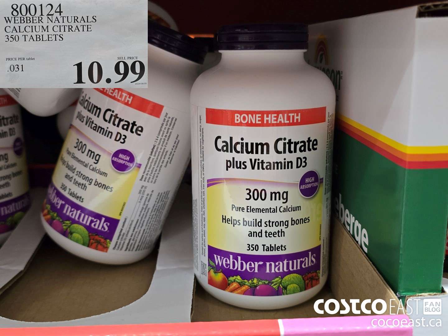 800124 WEBBER NATURALS CALCIUM CITRATE 350 TABLETS $10.99