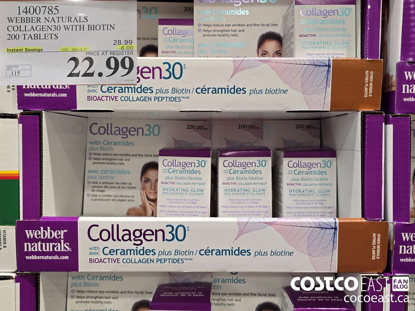 1400785 WEBBER NATURALS COLLAGEN30 WITH BIOTIN & CERAMIDES 200 TABLET ($6.00 INSTANT SAVINGS EXPIRES ON 2024-10-27) $22.99