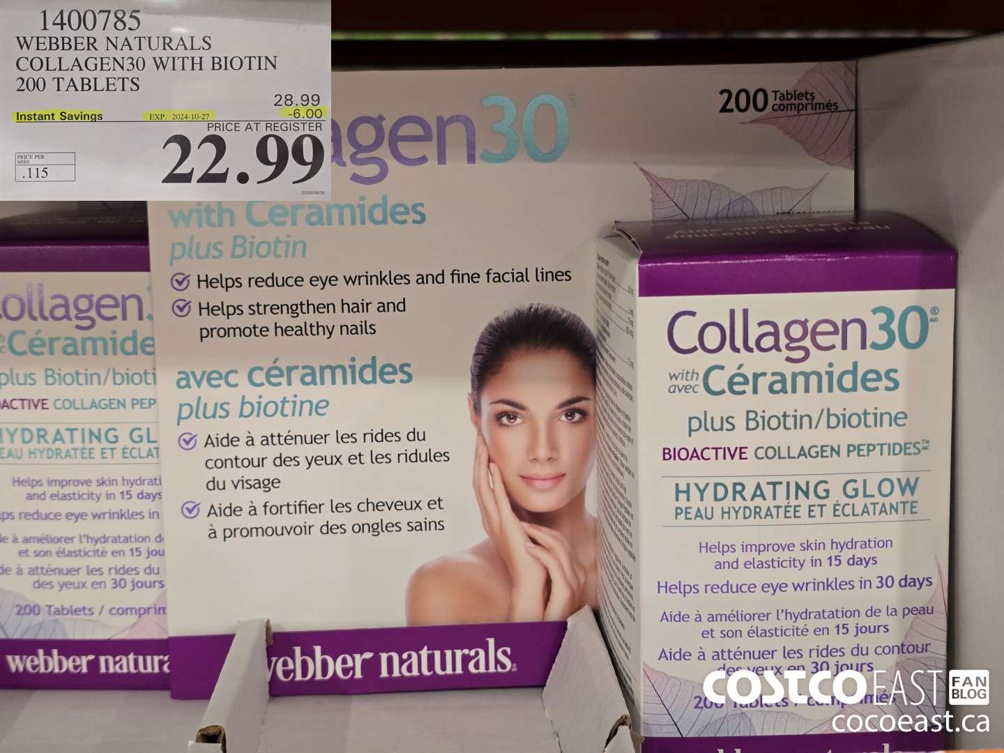 1400785 WEBBER NATURALS COLLAGEN30 WITH BIOTIN & CERAMIDES 200 TABLET ($6.00 INSTANT SAVINGS EXPIRES ON 2024-10-27) $22.99