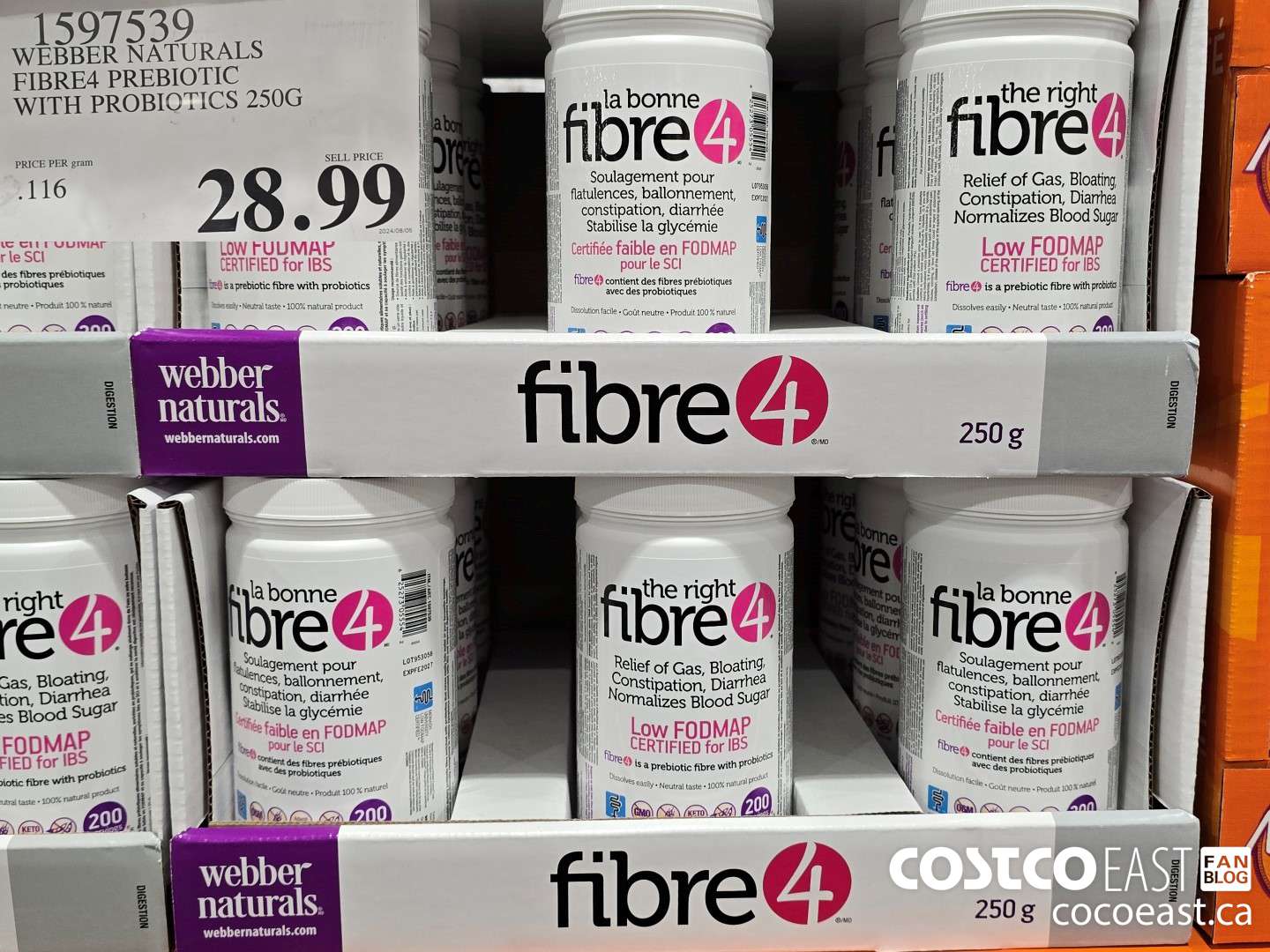 1597539 WEBBER NATURALS FIBRE4 PREBIOTIC WITH PROBIOTICS 250G $28.99