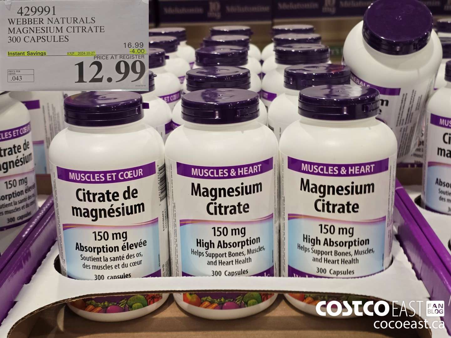 429991 WEBBER NATURALS MAGNESIUM CITRATE 300 CAPSULES ($4.00 INSTANT SAVINGS EXPIRES ON 2024-10-27) $12.99