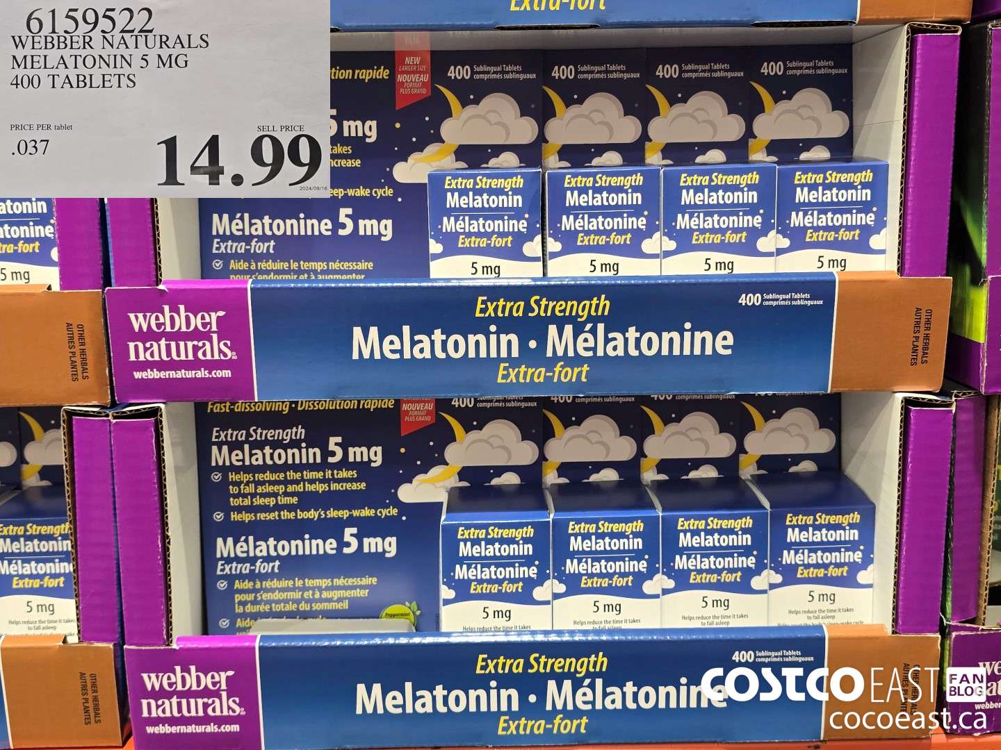 6159522 WEBBER NATURALS MELATONIN 5 MG 400 TABLETS $14.99
