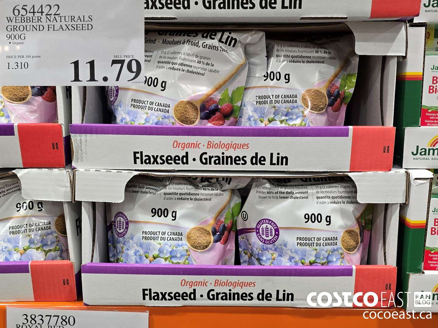 654422 WEBBER NATURALS ORGANIC GROUND FLAXSEED 900G $11.79