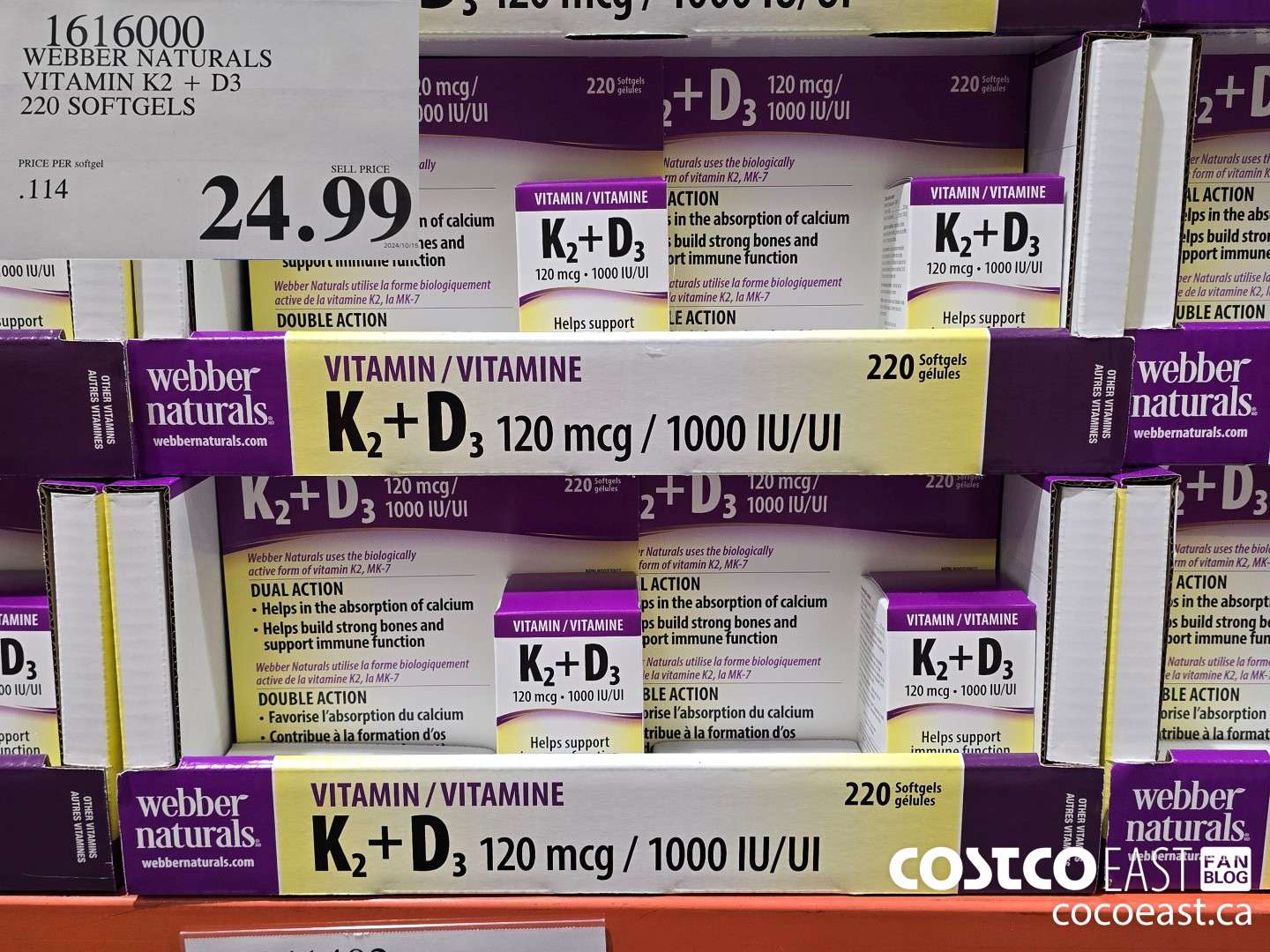 1616000 WEBBER NATURALS VITAMIN K2+D3 220 SOFTGELS $24.99