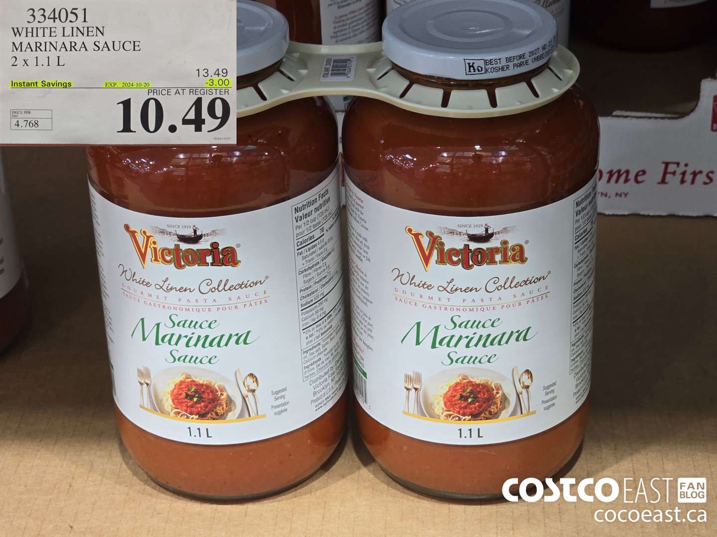 334051 WHITE LINEN MARINARA SAUCE 2 X 1.1L ($3.00 INSTANT SAVINGS EXPIRES ON 2024-10-20) $10.49