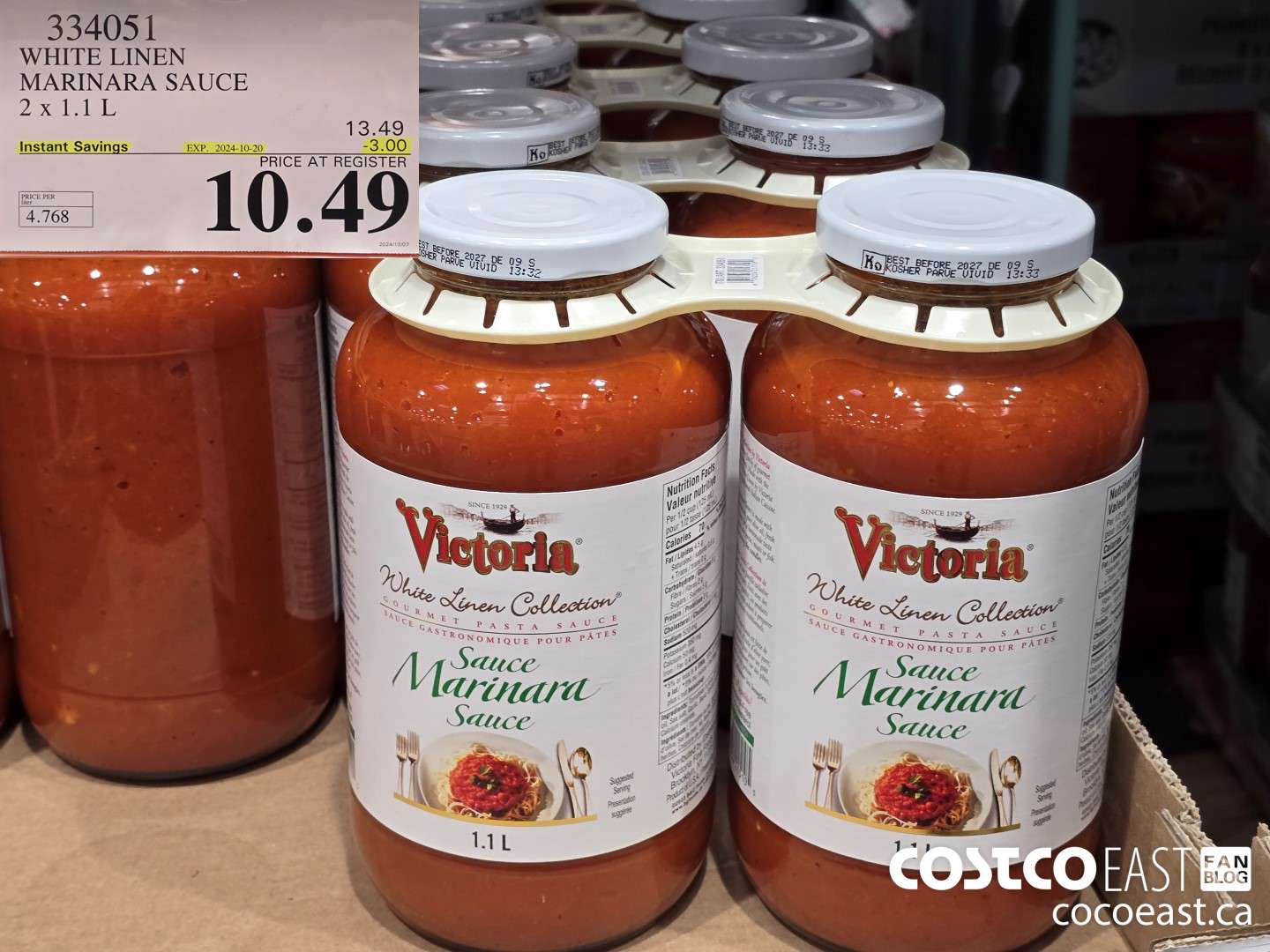 334051 WHITE LINEN MARINARA SAUCE 2 X 1.1L ($3.00 INSTANT SAVINGS EXPIRES ON 2024-10-20) $10.49