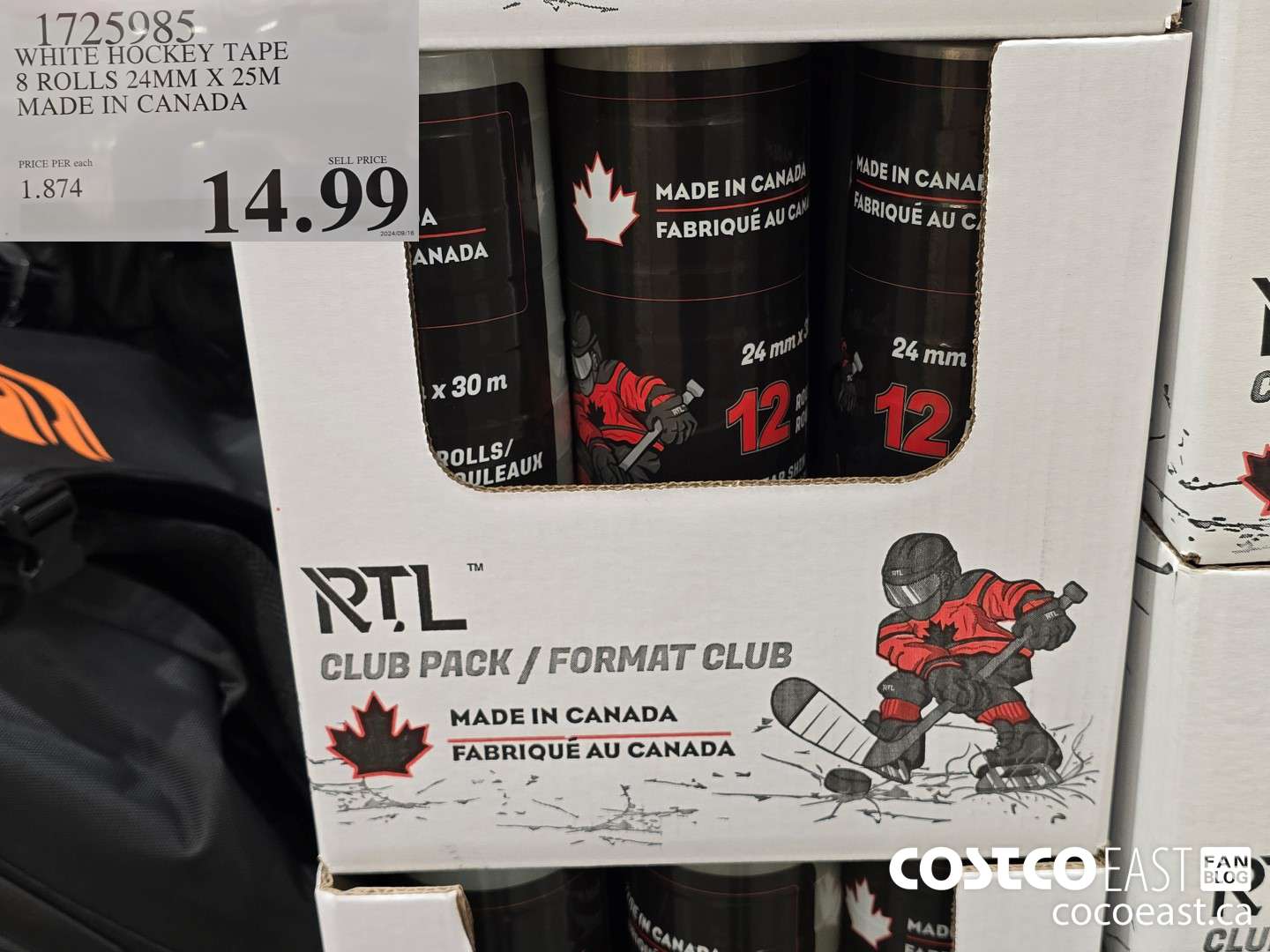 1725985 WHITE SPORTS TAPE 8 ROLLS 24MM X 25M MADE IN CANADA $14.99