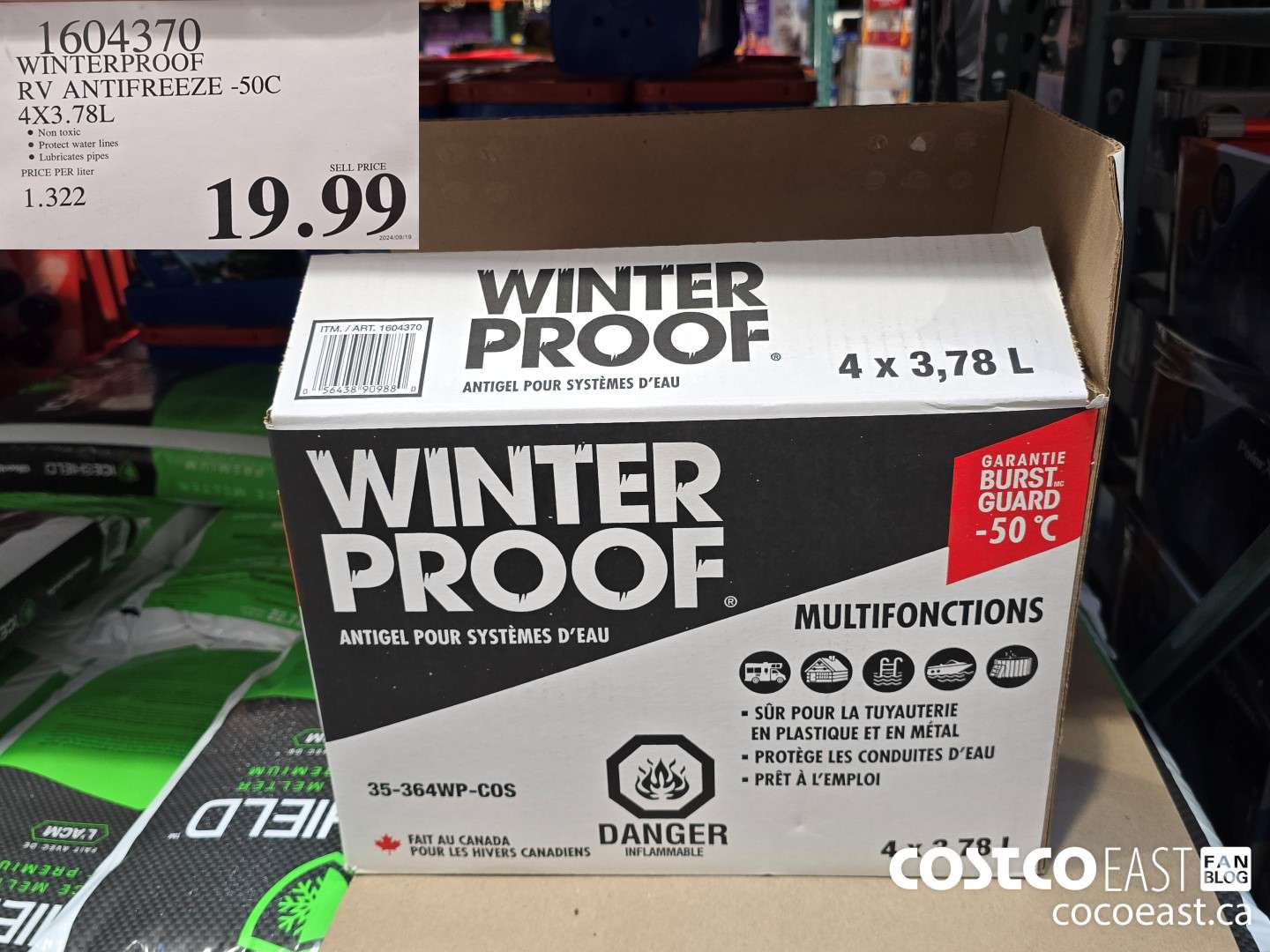 1604370 WINTERPROOF RV ANTIFREEZE -50C 4 X 3.78L $19.99