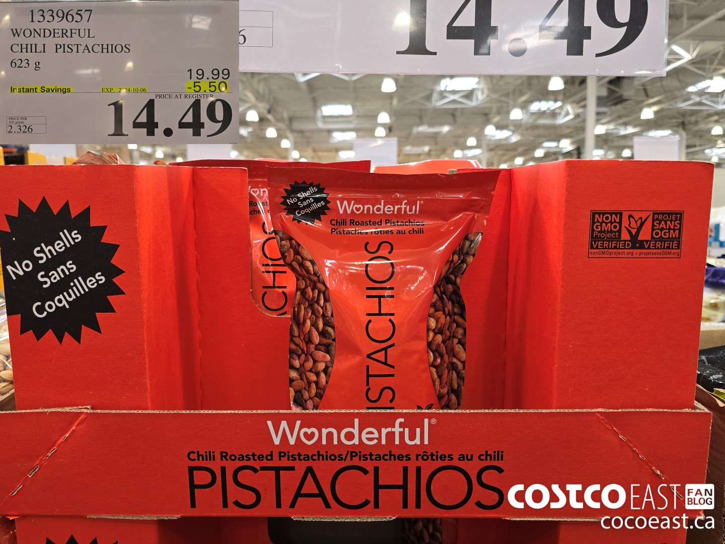 1339657 WONDERFUL CHILI PISTACHIOS 623 G ($5.50 INSTANT SAVINGS EXPIRES ON 2024-10-06) $14.49
