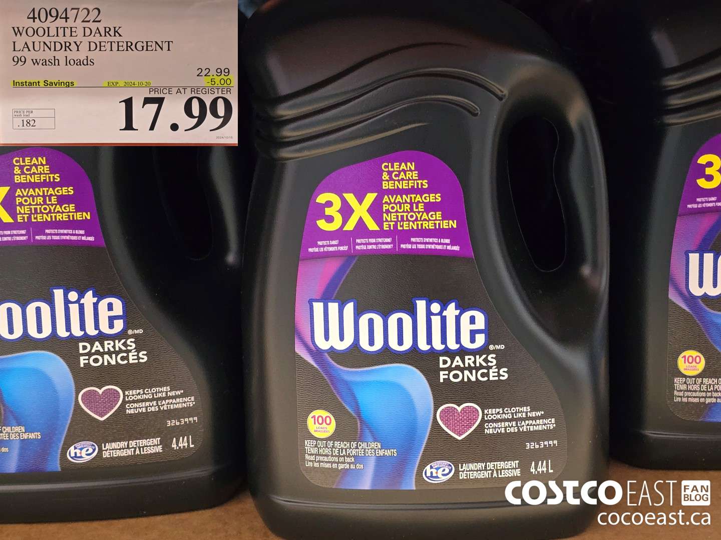 4094722 WOOLITE DARK LAUNDRY DETERGENT 99 wash loads ($5.00 INSTANT SAVINGS EXPIRES ON 2024-10-20) $17.99