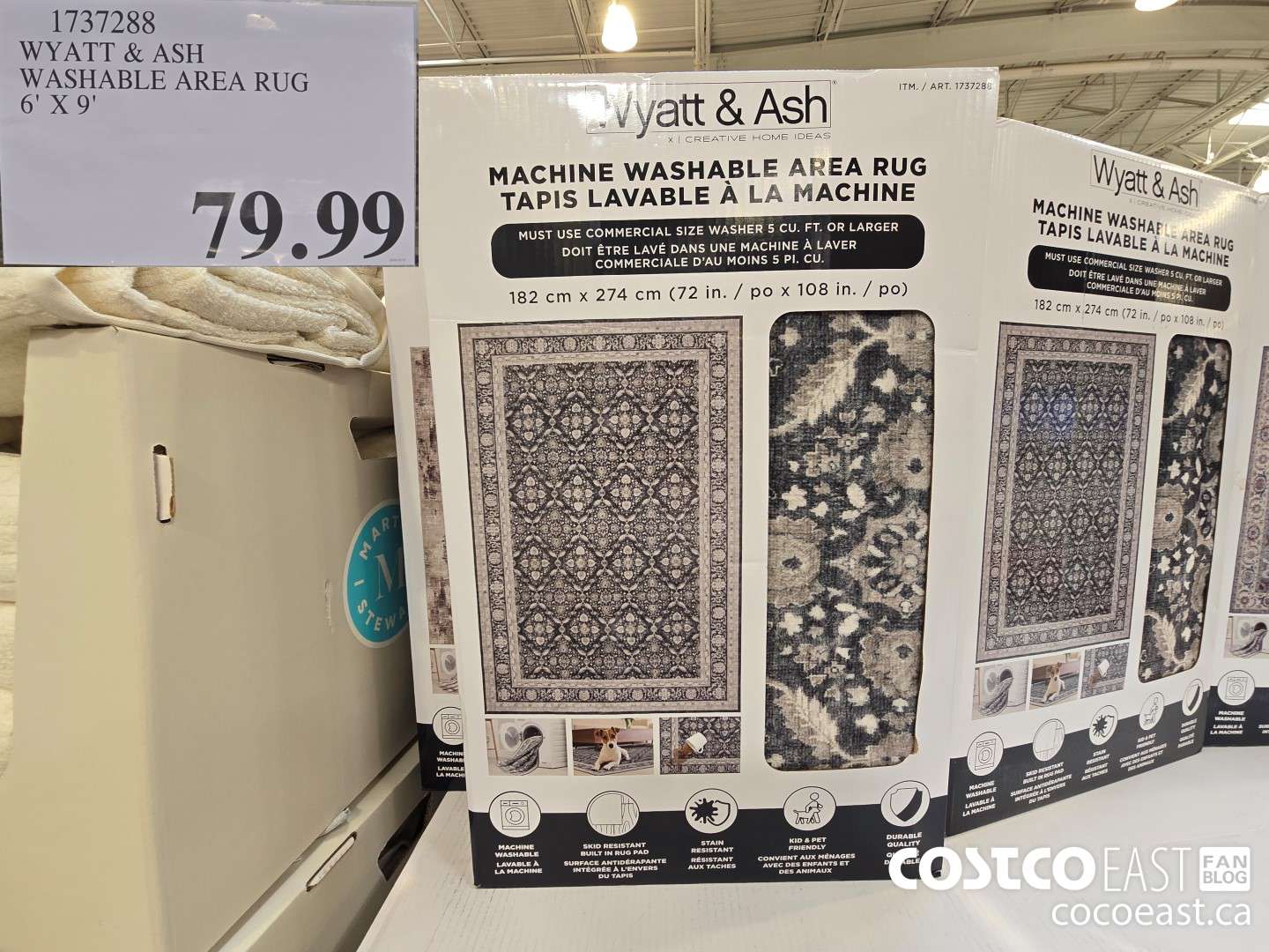 1737288 WYATT & ASH WASHABLE AREA RUG 6' X 9' $79.99