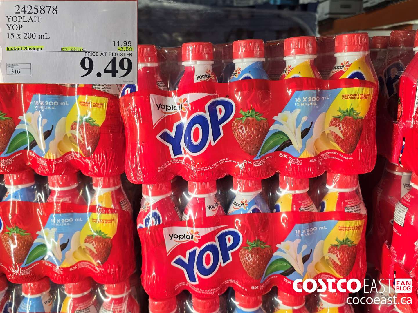 2425878 YOPLAIT YOP 15 x 200 ml ($2.50 INSTANT SAVINGS EXPIRES ON 2024-11-03) $9.49