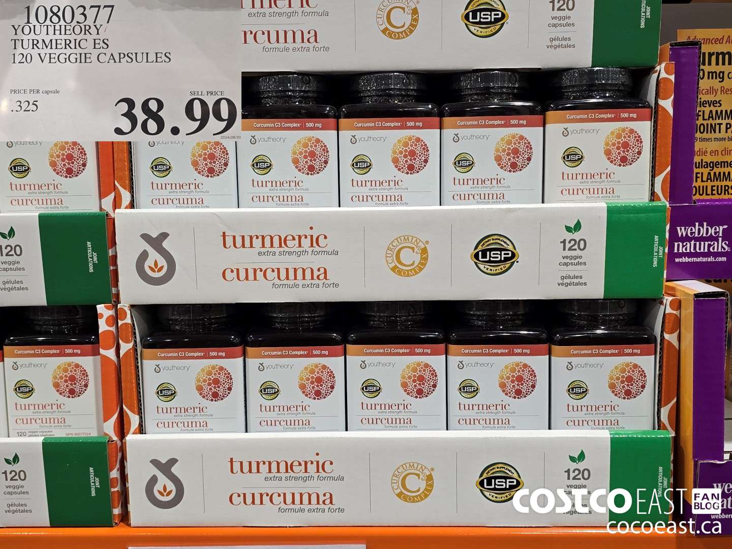 1080377 YOUTHEORY TUMERIC ES 120 VEGGIE CAPSULES $38.99