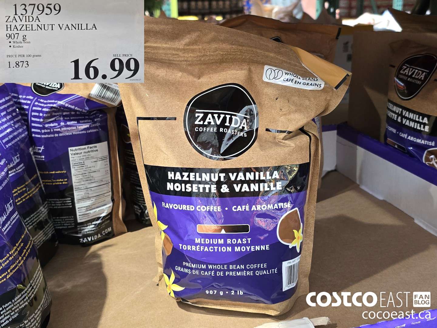 137959 ZAVIDA HAZELNUT VANILLA 907G $16.99