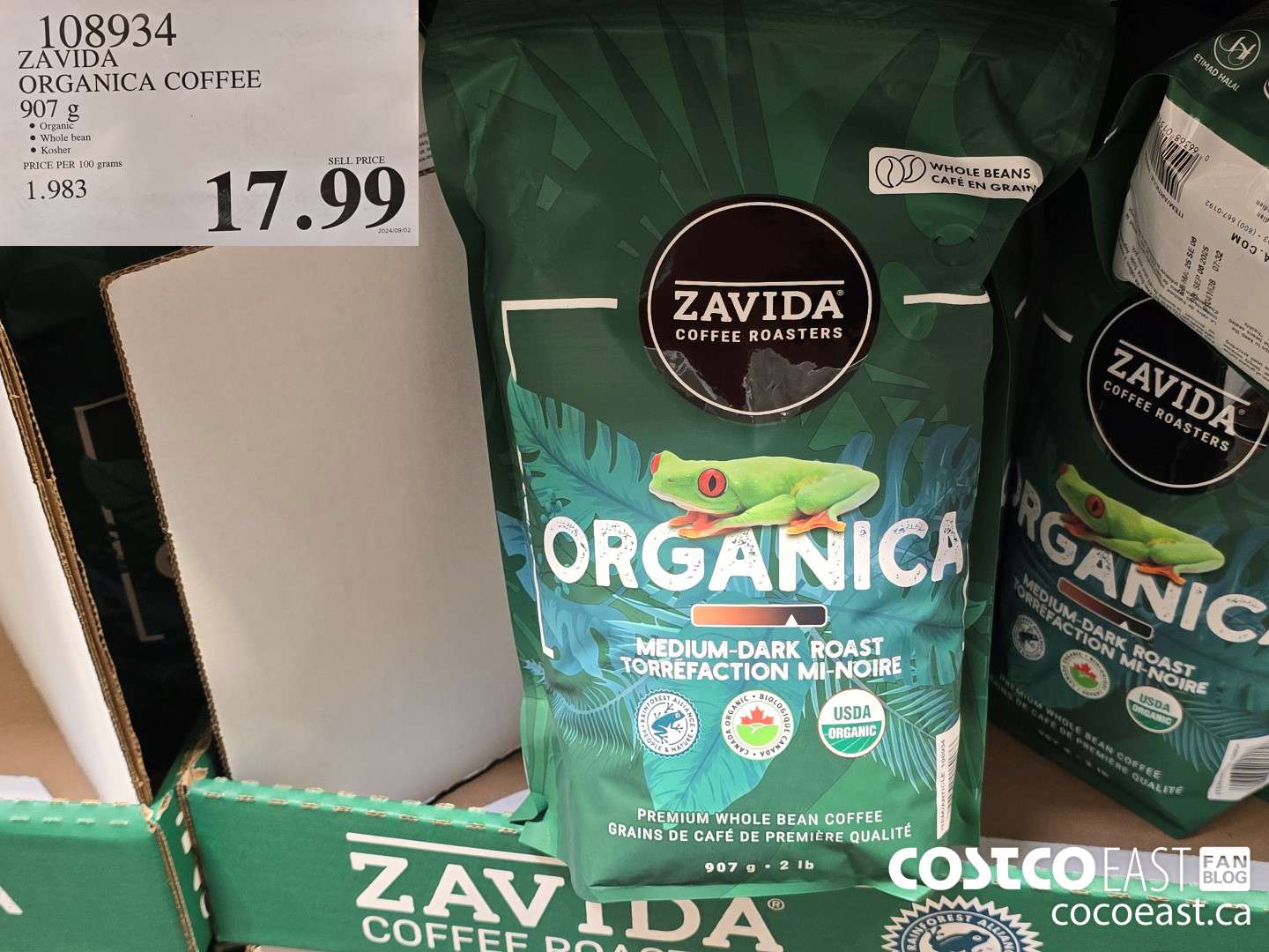 108934 ZAVIDA ORGANICA COFFEE 907 g $17.99