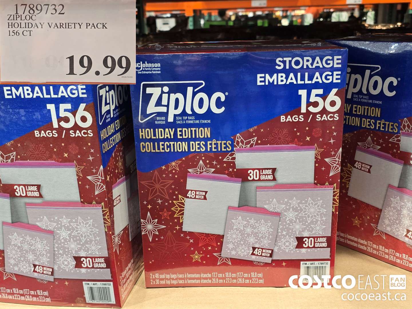1789732 ZIPLOC HOLIDAY VARIETY PACK 156 CT $19.99