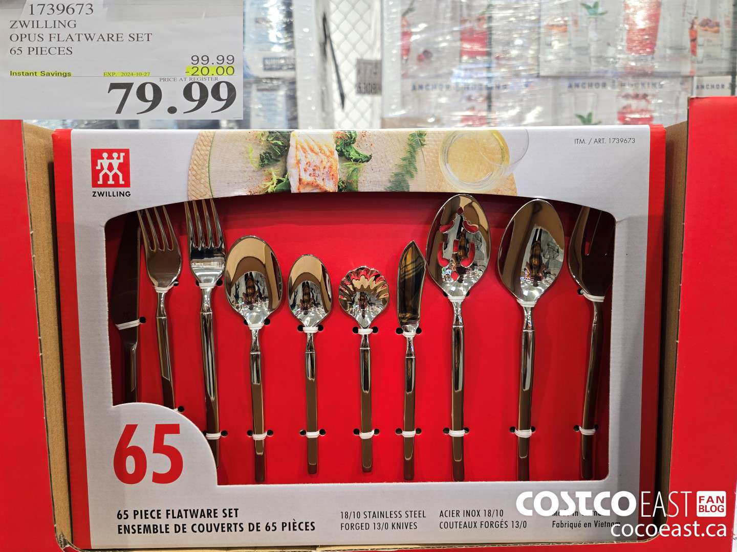 1739673 ZWILLING OPUS FLATWARE SET 65 PIECES ($20.00 INSTANT SAVINGS EXPIRES ON 2024-10-27) $79.99