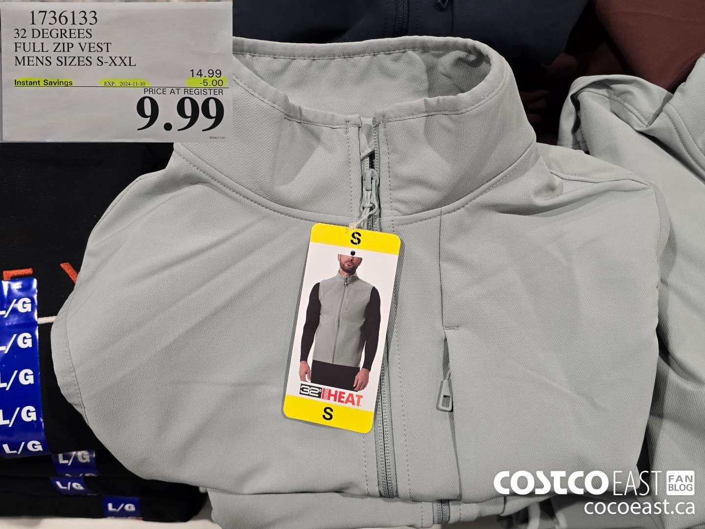 1736133 32 DEGREES FULL ZIP VEST MENS SIZES S-XXL ($5.00 INSTANT SAVINGS EXPIRES ON 2024-11-10) $9.99