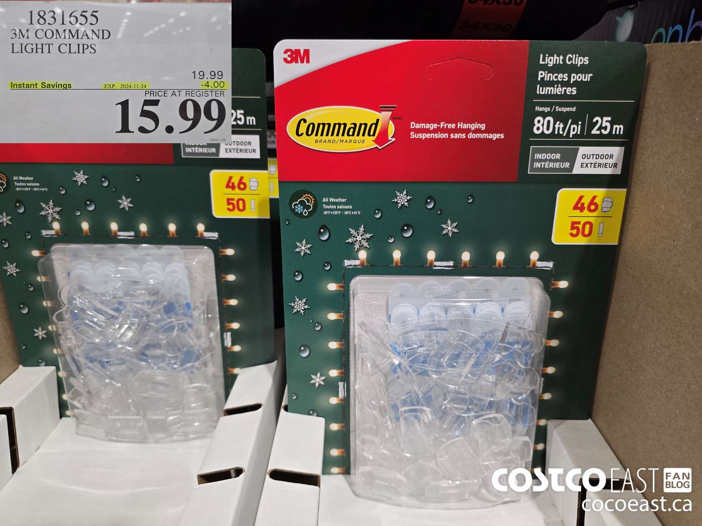 1831655 3M COMMAND LIGHT CLIPS ($4.00 INSTANT SAVINGS EXPIRES ON 2024-11-24) $15.99