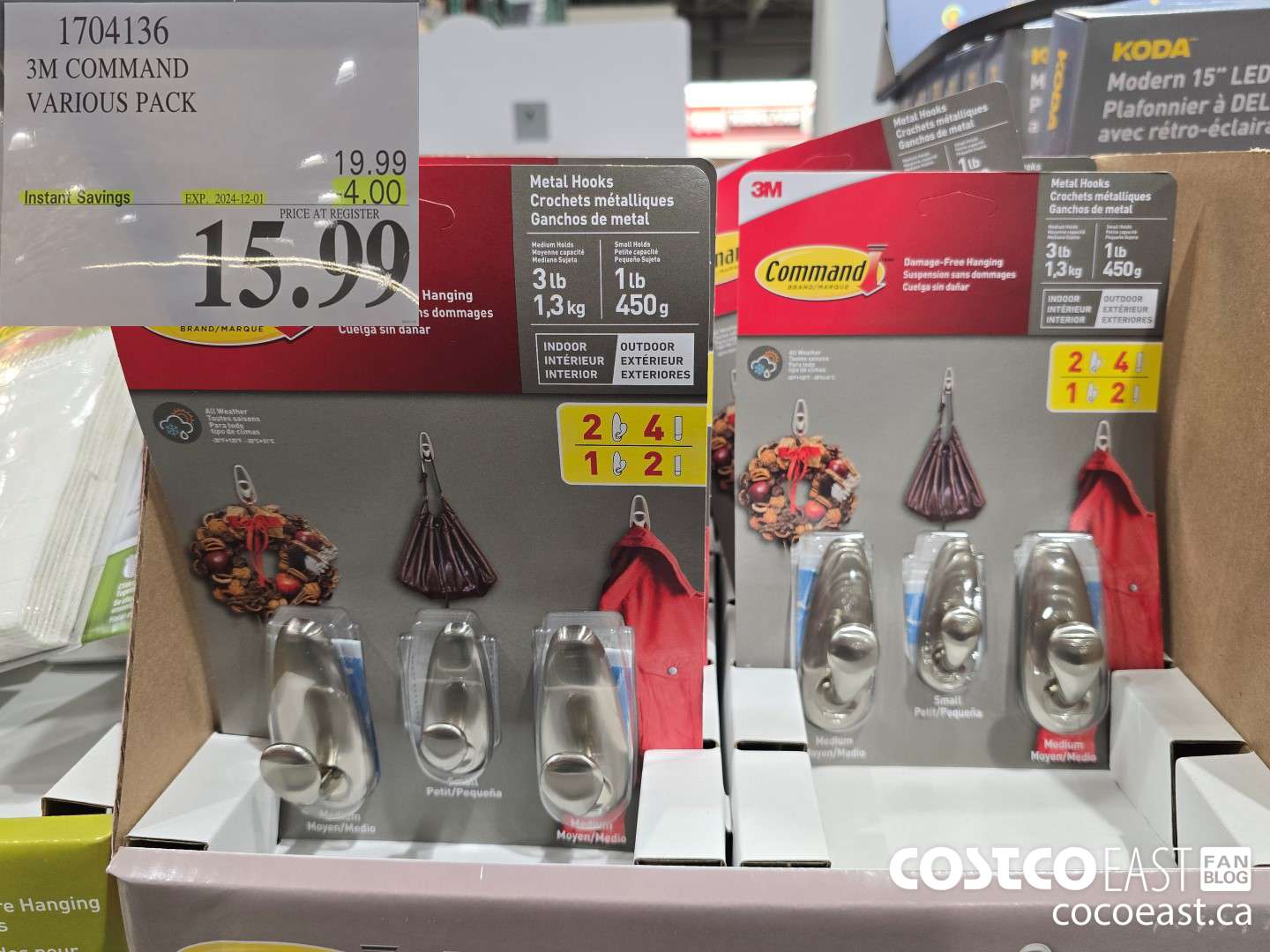 1704136 3M COMMAND VARIOUS PACK ($4.00 INSTANT SAVINGS EXPIRES ON 2024-12-01) $15.99