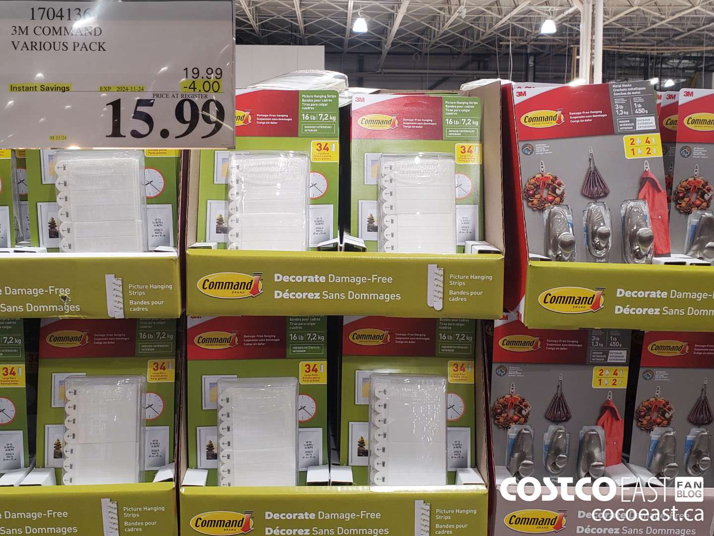 1704127 3M COMMAND VARIOUS PACK  ($4.00 INSTANT SAVINGS EXPIRES ON 2024-11-24) $15.99