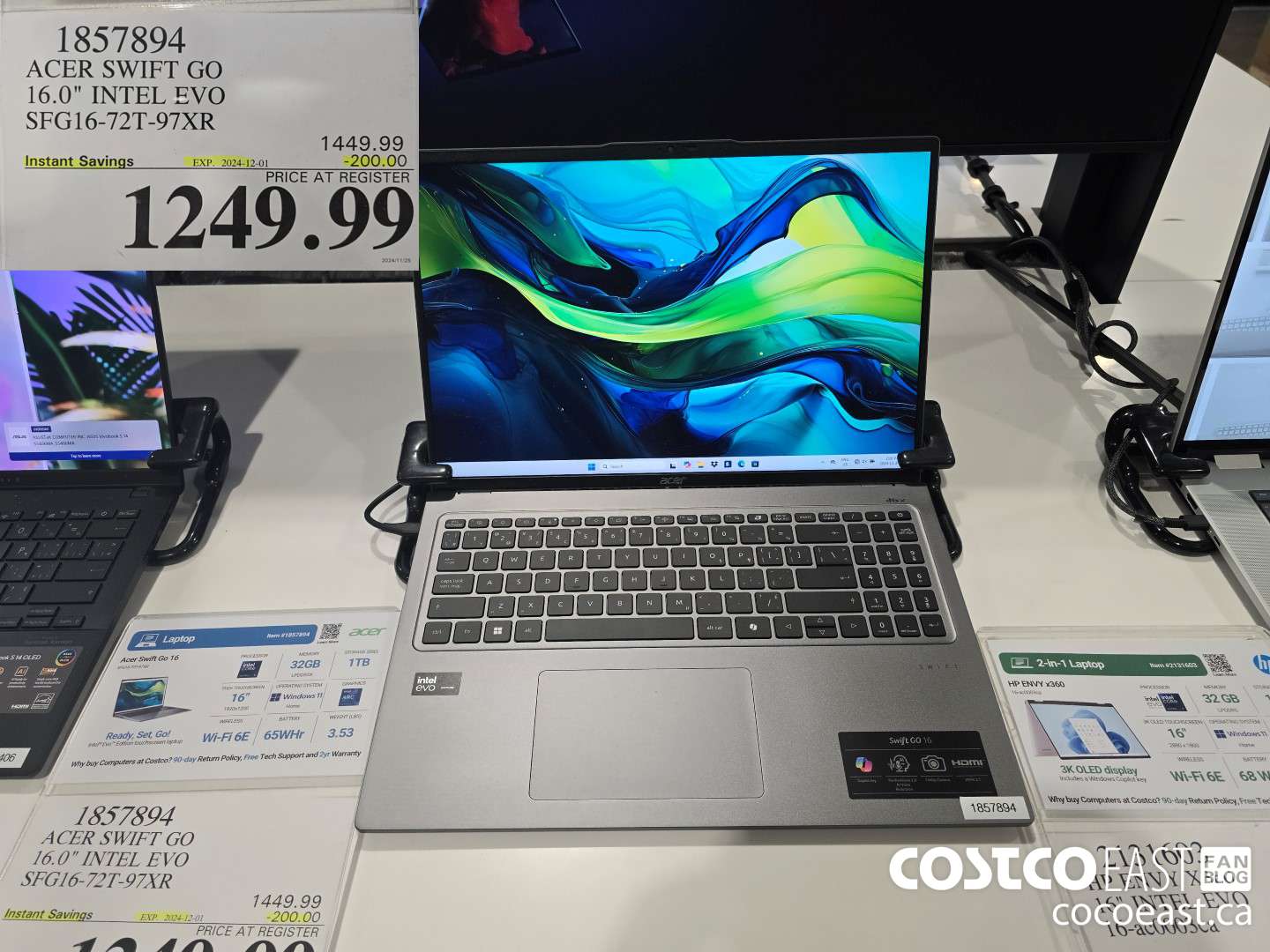 1857894 ACER SWIFT GO 16-IN INTEL EVO LAPTOP SFG16- 72T-97XR ($200.00 INSTANT SAVINGS EXPIRES ON 2024-12-01) $1249.99