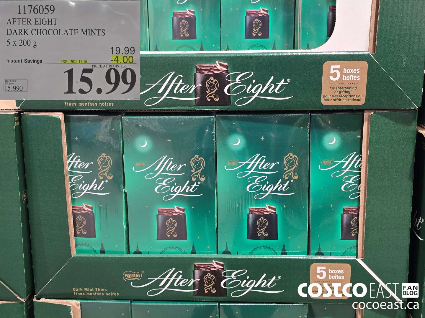 1176059 AFTER EIGHT DARK CHOCOLATE MINTS 5 x 200 g ($4.00 INSTANT SAVINGS EXPIRES ON 2024-11-10) $15.99