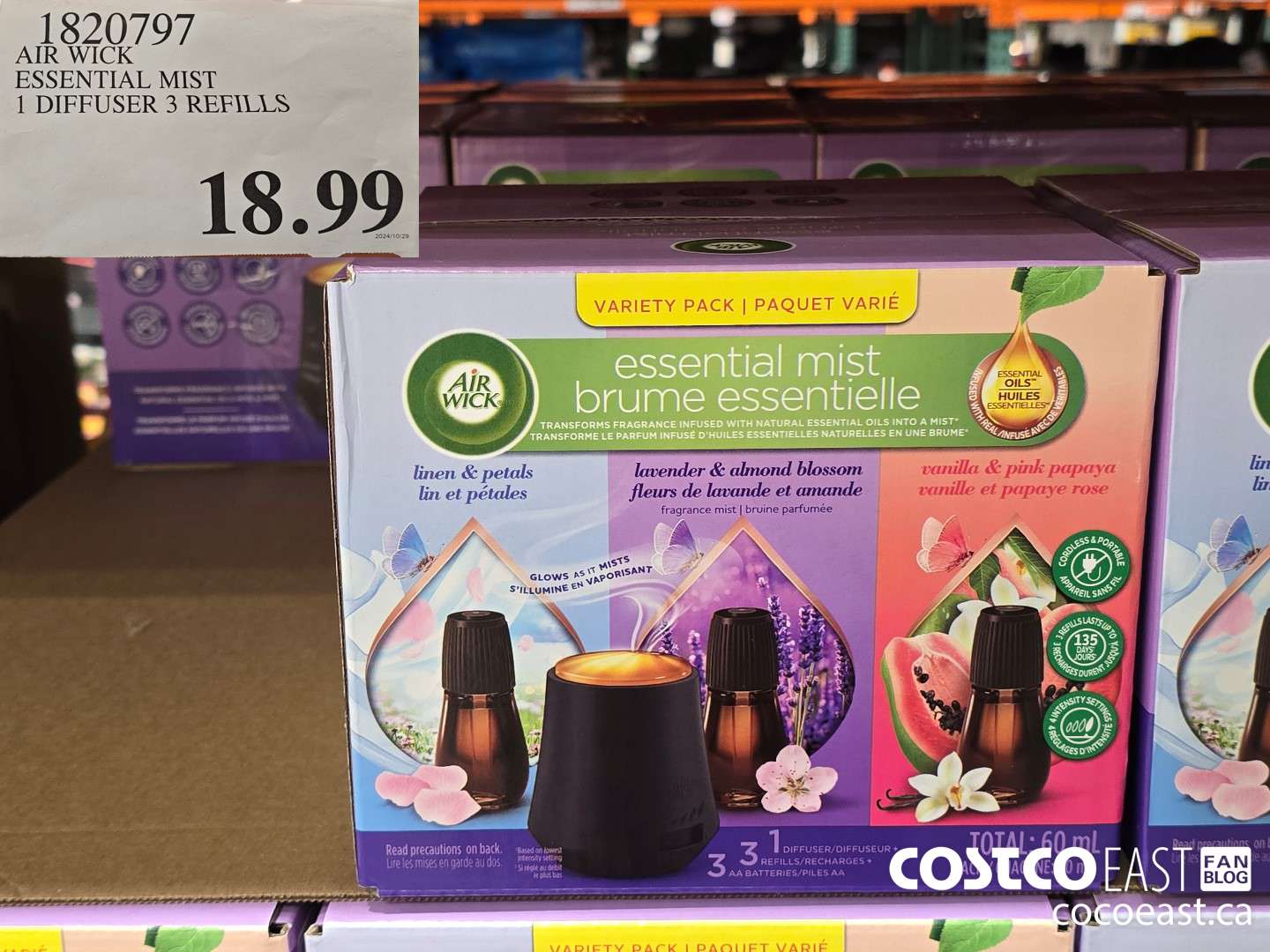 1820797 AIR WICK ESSENTIAL MIST 1 DIFFUSER 3 REFILLS $18.99