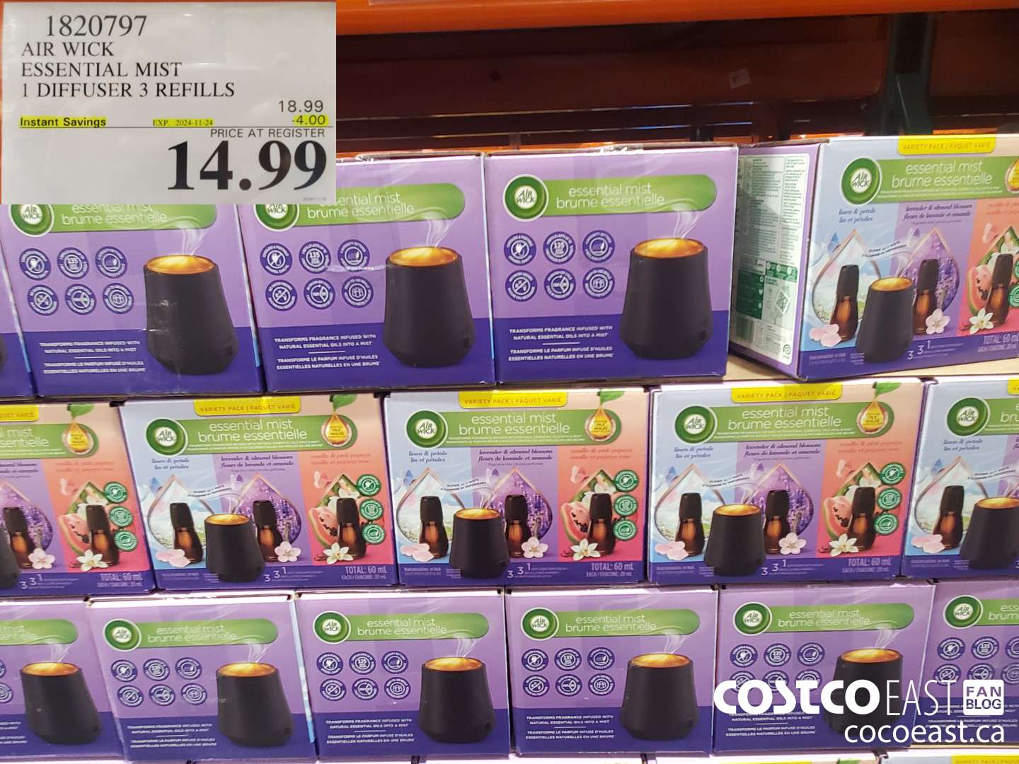 1820797 AIR WICK ESSENTIAL MIST 1 DIFFUSER 3 REFILLS ($4.00 INSTANT SAVINGS EXPIRES ON 2024-11-24) $14.99