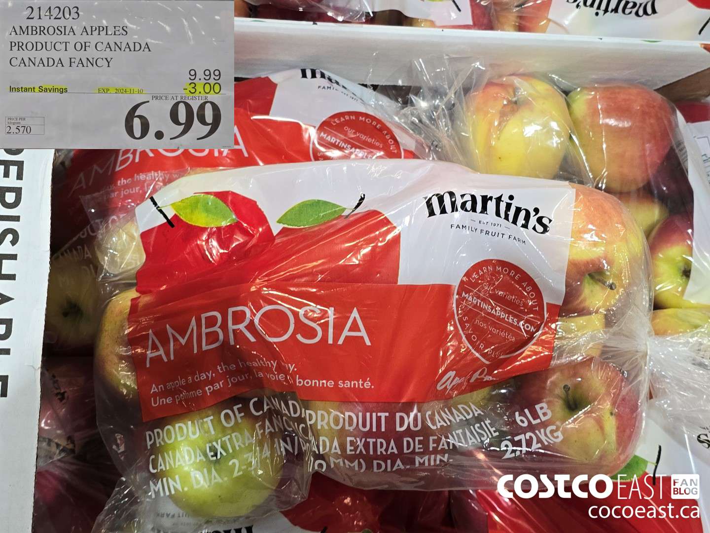 214203 AMBROSIA APPLES PRODUCT OF CANADA CANADA FANCY ($3.00 INSTANT SAVINGS EXPIRES ON 2024-11-10) $6.99