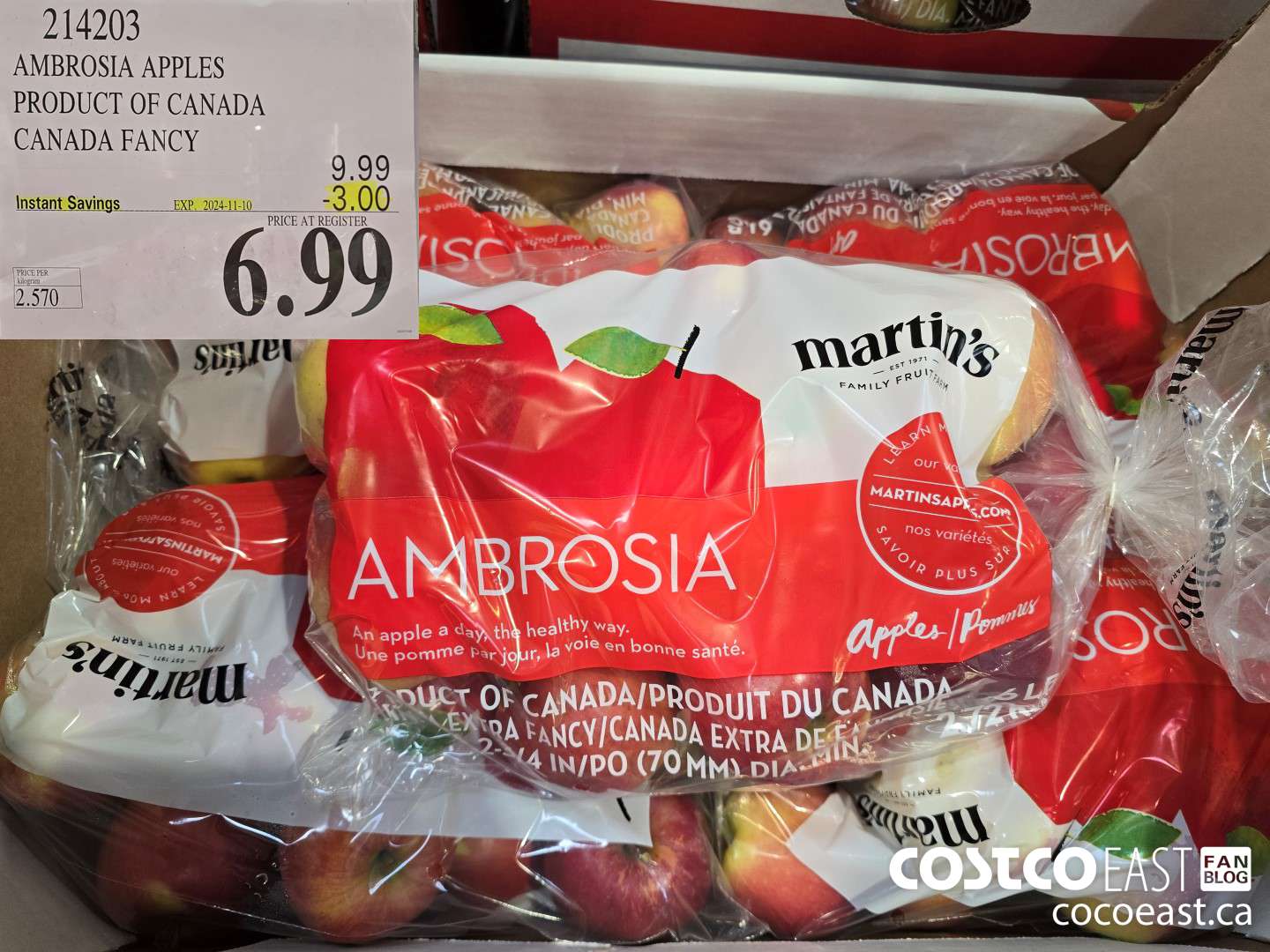214203 AMBROSIA APPLES PRODUCT OF CANADA CANADA FANCY ($3.00 INSTANT SAVINGS EXPIRES ON 2024-11-10) $6.99