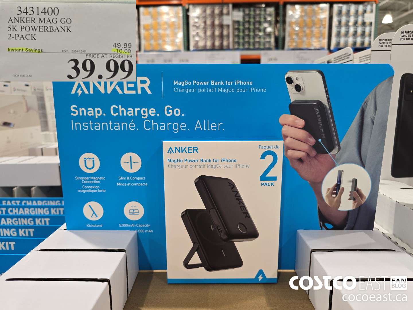 3431400 ANKER MAG GO 5K POWERBANK 2-PACK ($10.00 INSTANT SAVINGS EXPIRES ON 2024-12-01) $39.99