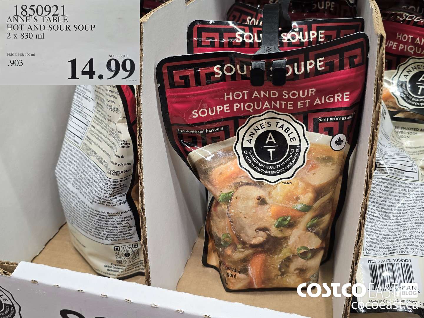 1850921 ANNE'S TABLE HOT AND SOUR SOUP 2 x 830 ml $14.99