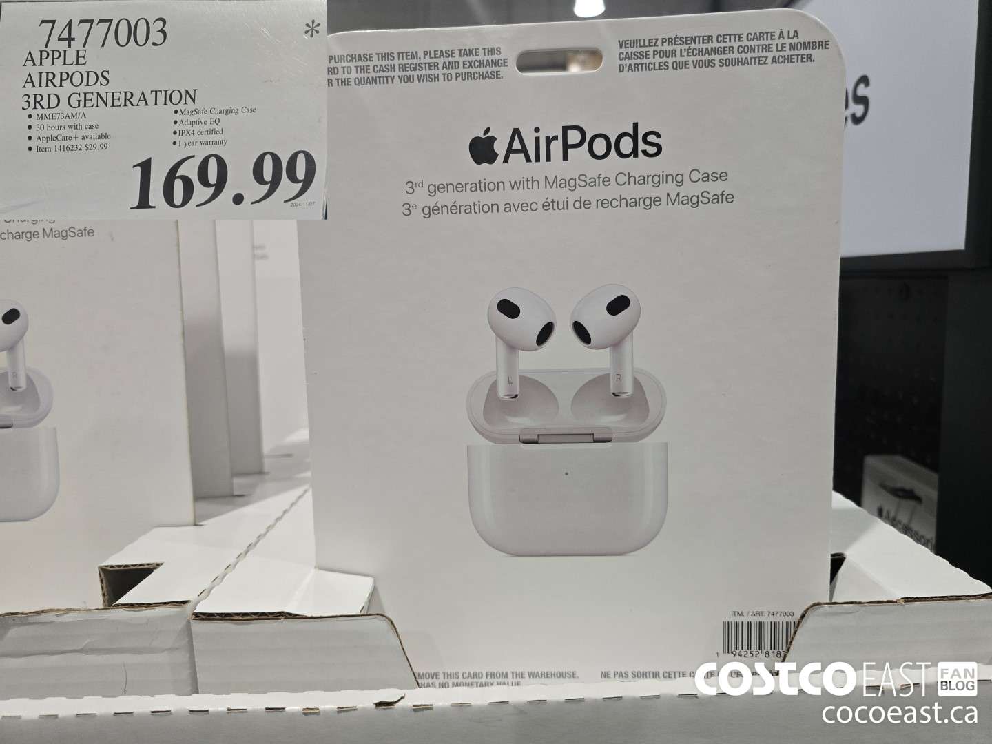 7477003 APPLE AIRPODS 3RD GENERATION $169.99