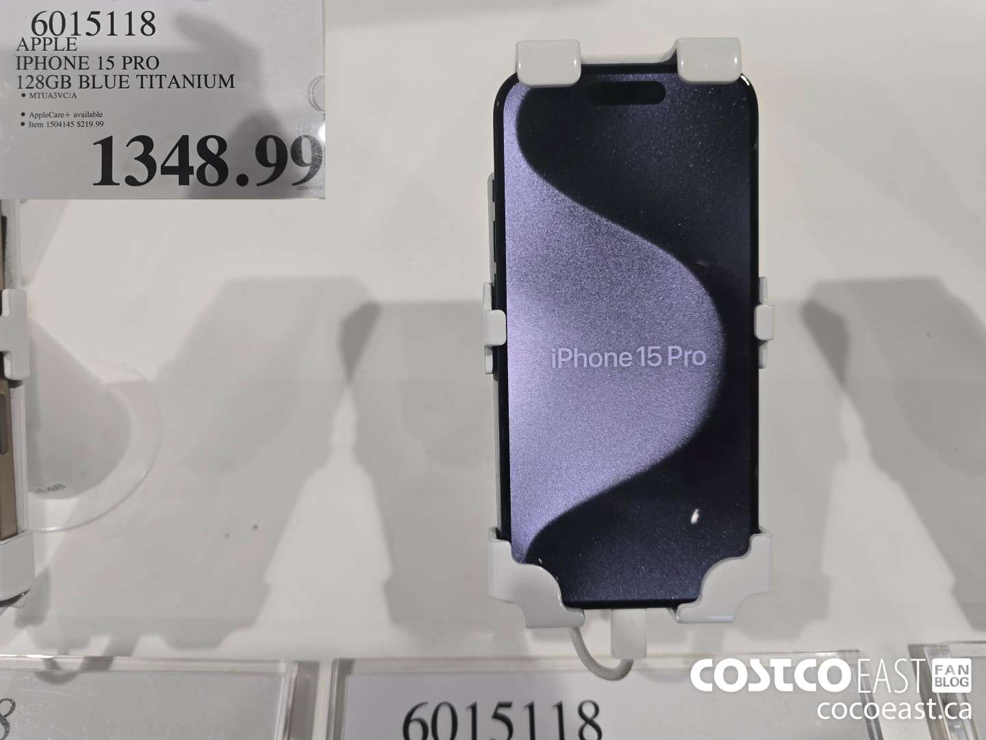 6015118 APPLE IPHONE 15 PRO 128GB BLUE TITANIUM $1348.99