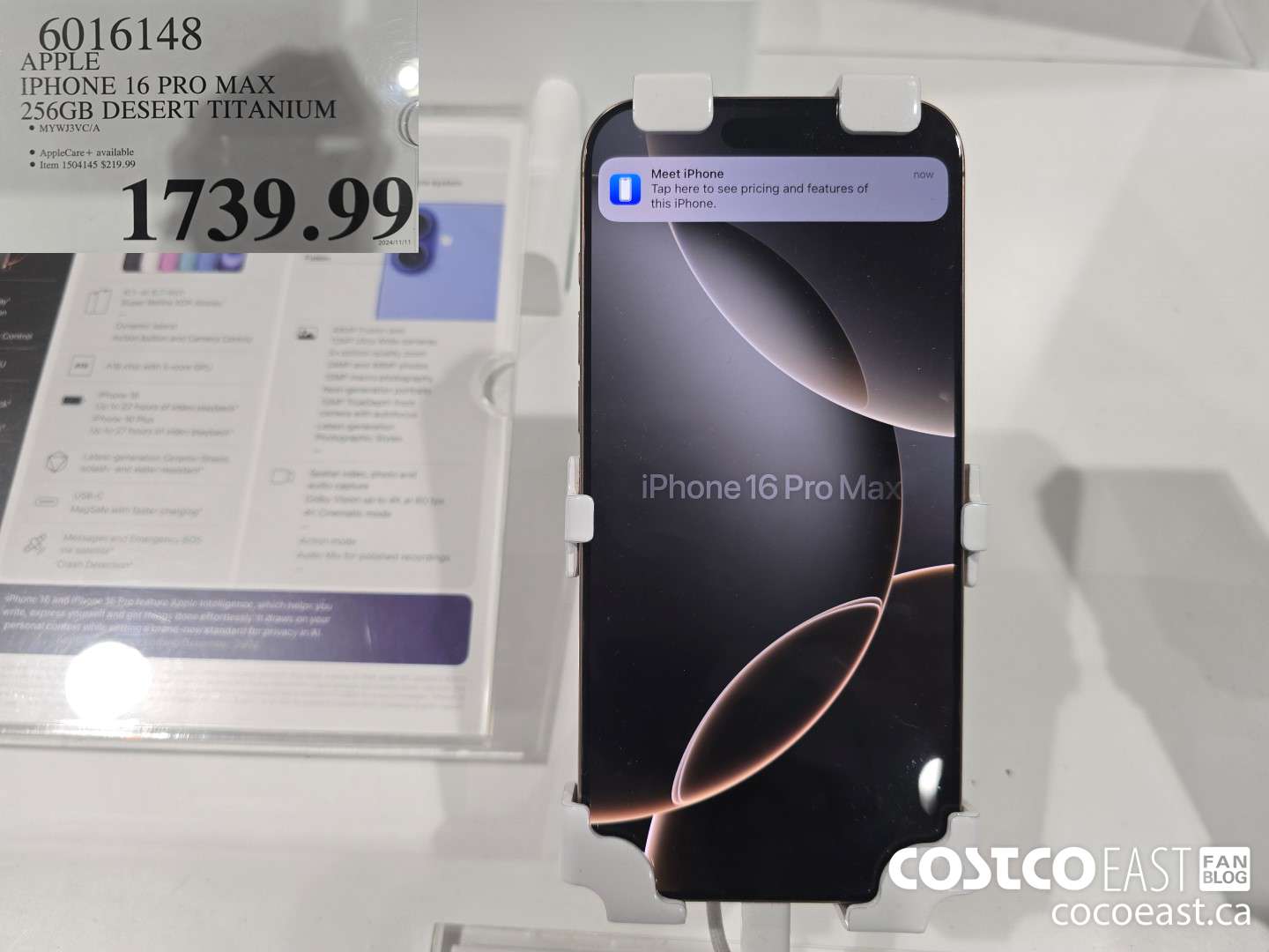 6016148 APPLE IPHONE 16 PRO MAX 256 GB DESERT TITANIUM $1739.99