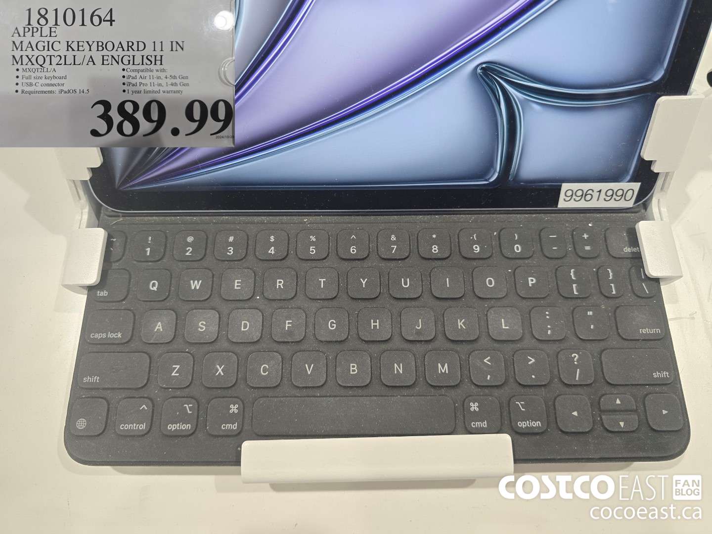 1810164 APPLE MAGIC KEYBOARD 11 IN MXQT2LL/A ENGLISH $389.99