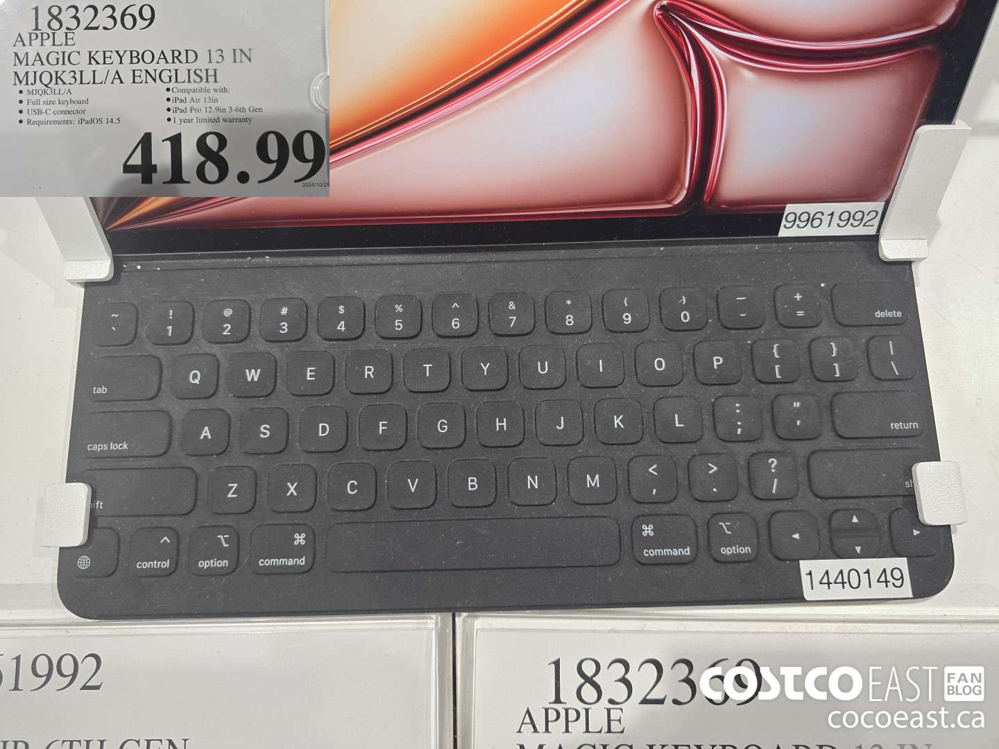 1832369 APPLE MAGIC KEYBOARD 13 IN MJQK3LL/A ENGLISH $418.99