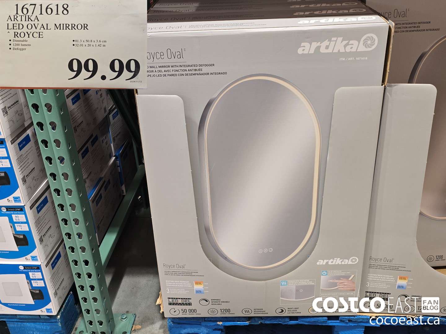 1671618 ARTIKA LED OVAL MIRROR ROYCE $99.99