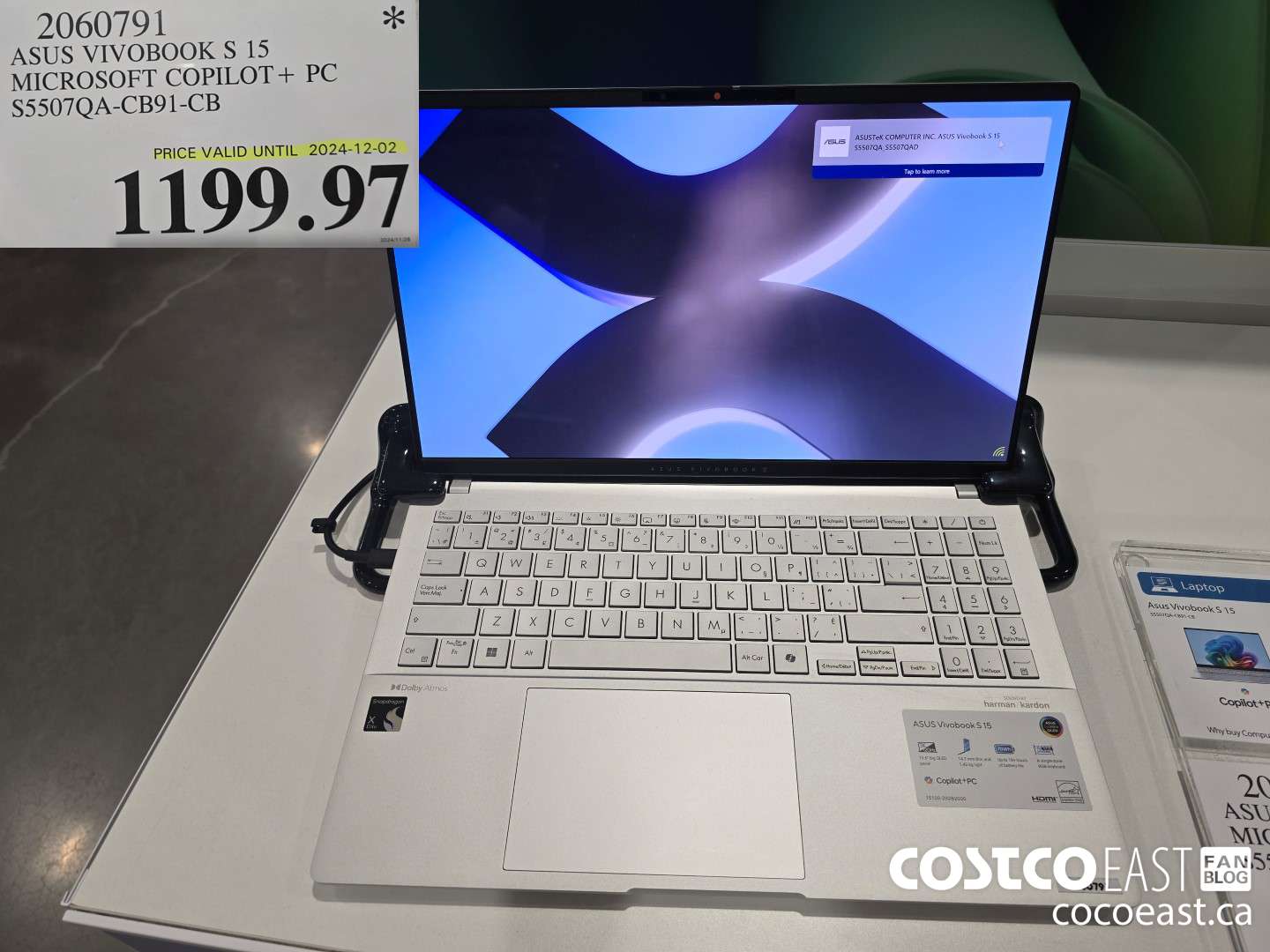 2060791 ASUS VIVOBOOK S 15 MICROSOFT COPILOT+ PC S5507QA-CB91-CB $1199.97