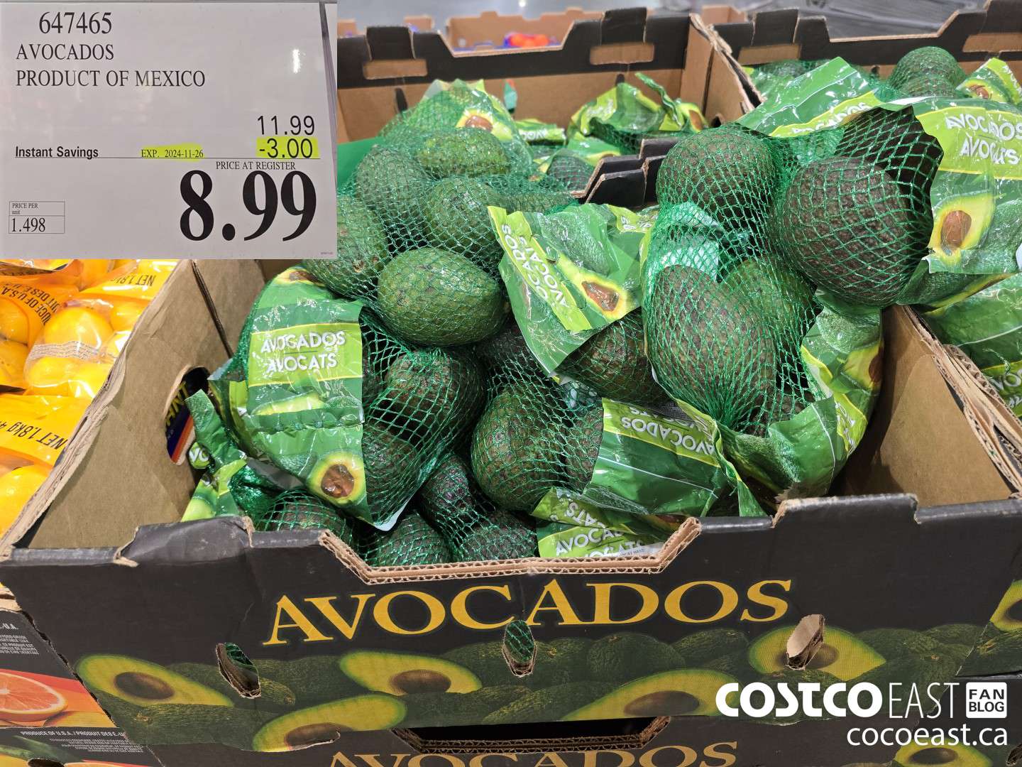 647465 AVOCADOS PRODUCT OF MEXICO ($3.00 INSTANT SAVINGS EXPIRES ON 2024-11-26) $8.99