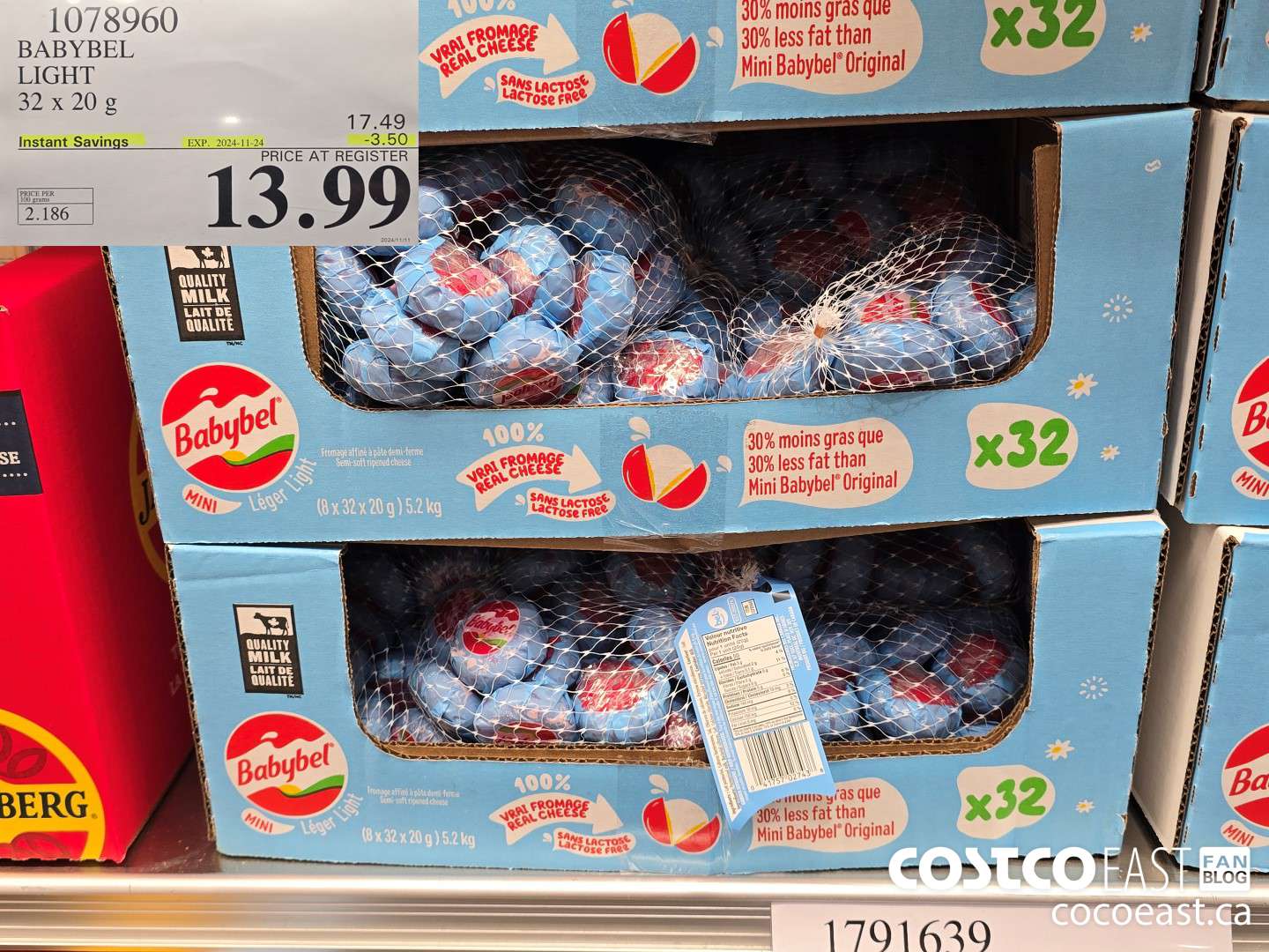 1078960 BABYBEL LIGHT 32 X 20g  ($3.50 INSTANT SAVINGS EXPIRES ON 2024-11-24) $13.99